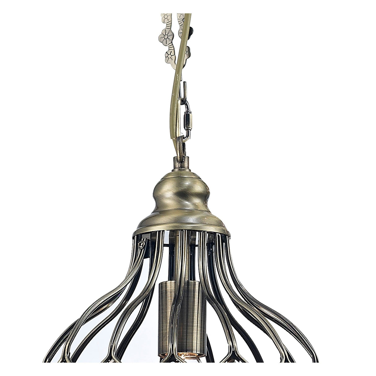 Marisa 24cm 1 Light Crystal Pendant Light - Antique Brass & Amber