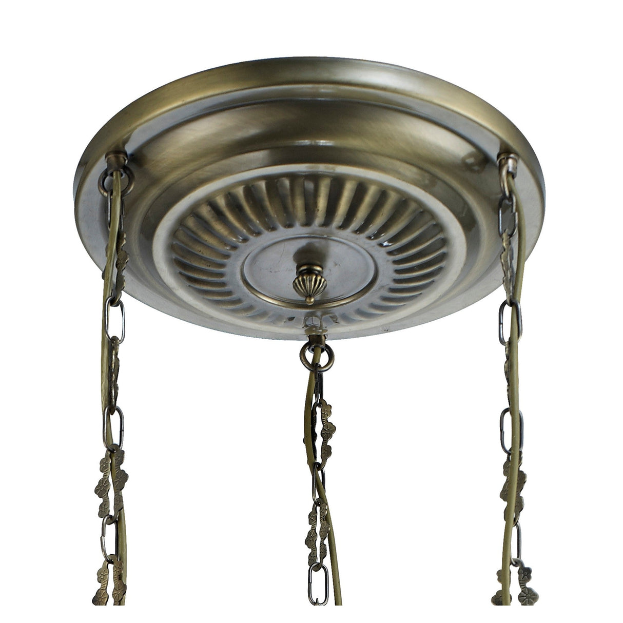 Marisa 3 Light Crystal Cluster Pendant Light - Antique Brass & Amber