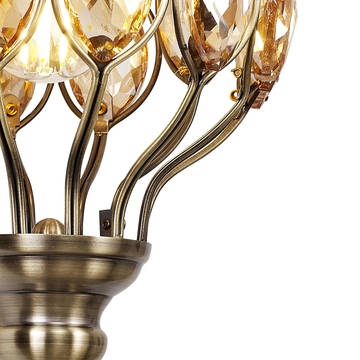 Marisa 1 Light Amber Crystal Wall Light - Antique Brass