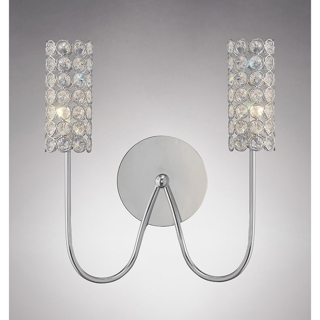 Martina 2 Light Crystal Wall Light - Polished Chrome