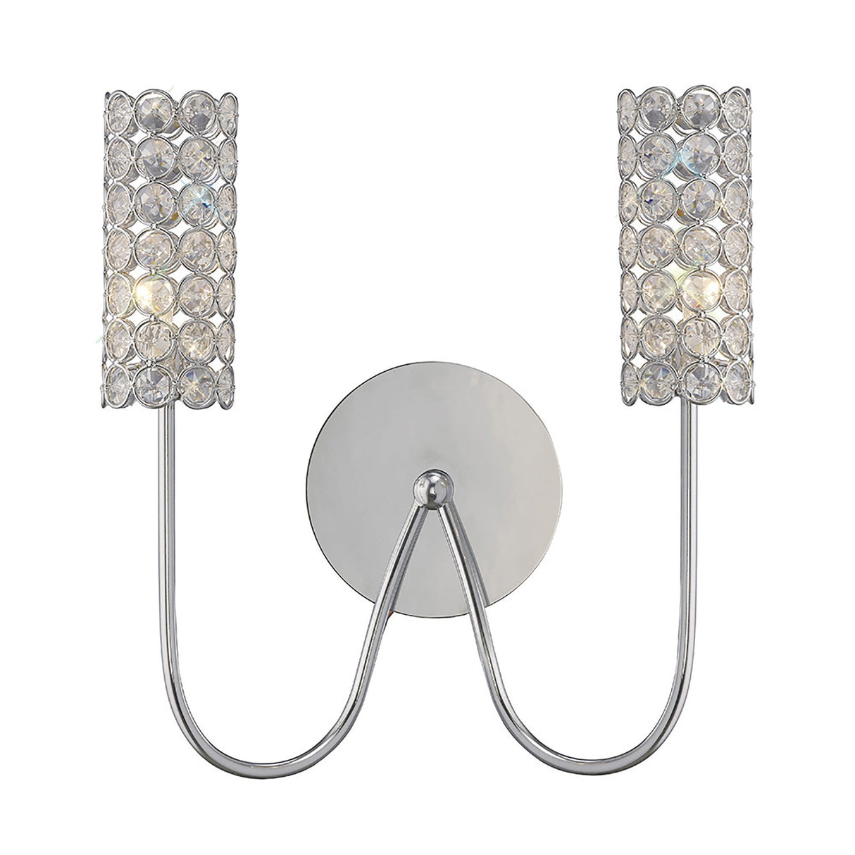 Martina 2 Light Crystal Wall Light - Polished Chrome