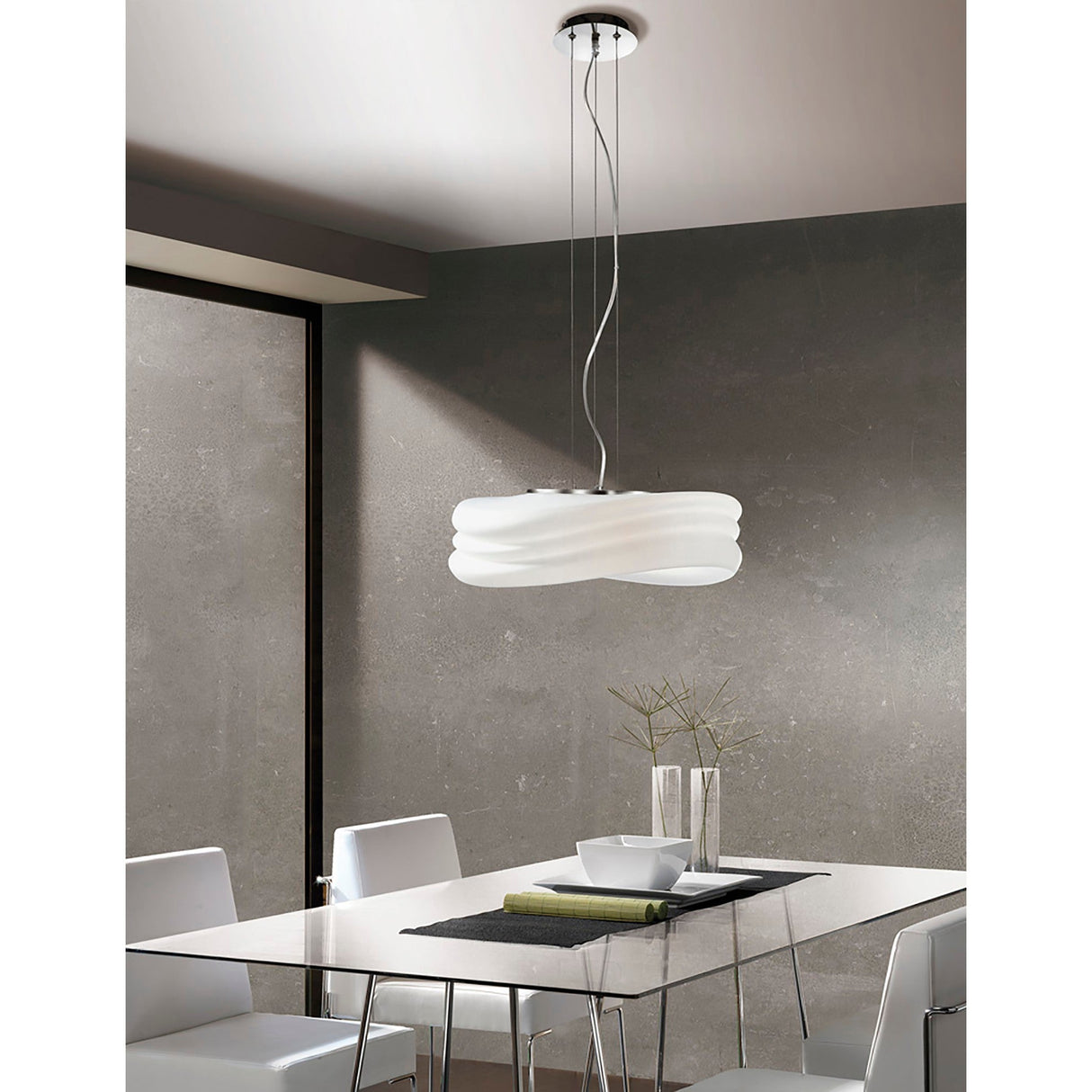 Mediterraneo 3 Light Frosted Glass Pendant Light – Polished Chrome
