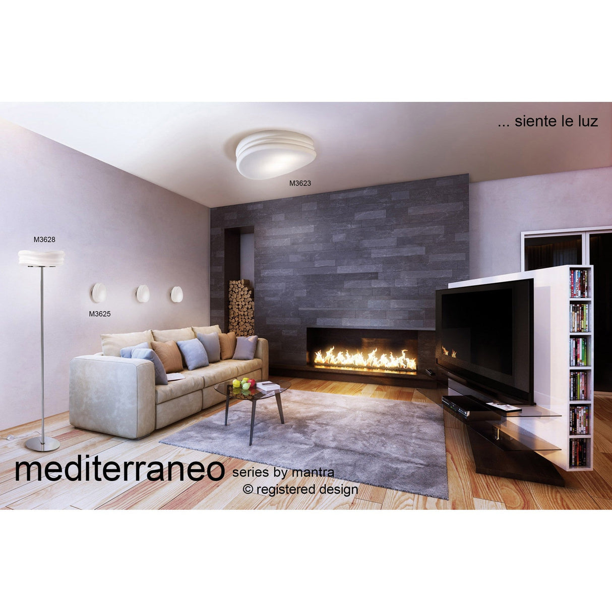 Mediterraneo 3 Light Glass Wall/Flush Ceiling Light - White