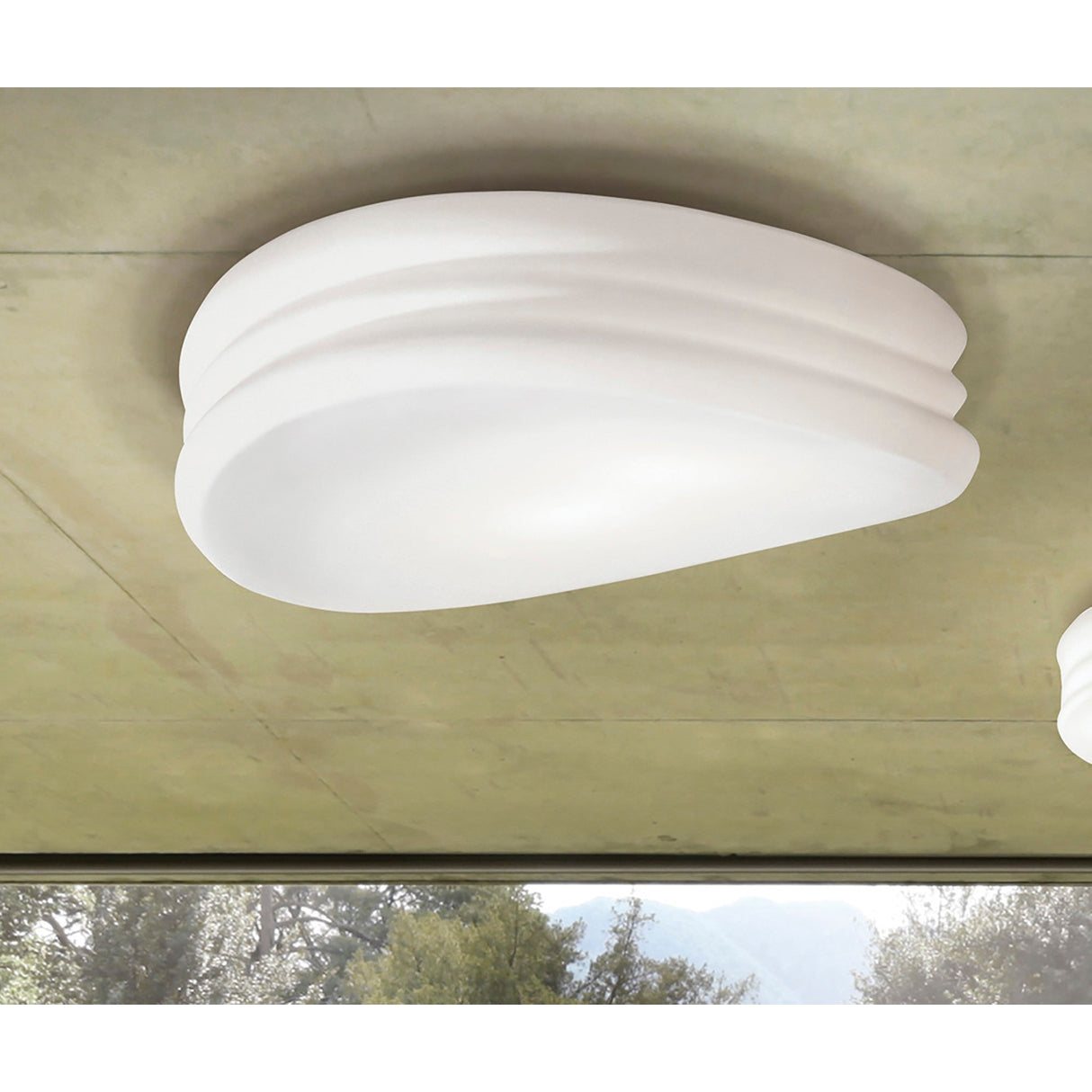 Mediterraneo 3 Light Glass Wall/Flush Ceiling Light - White