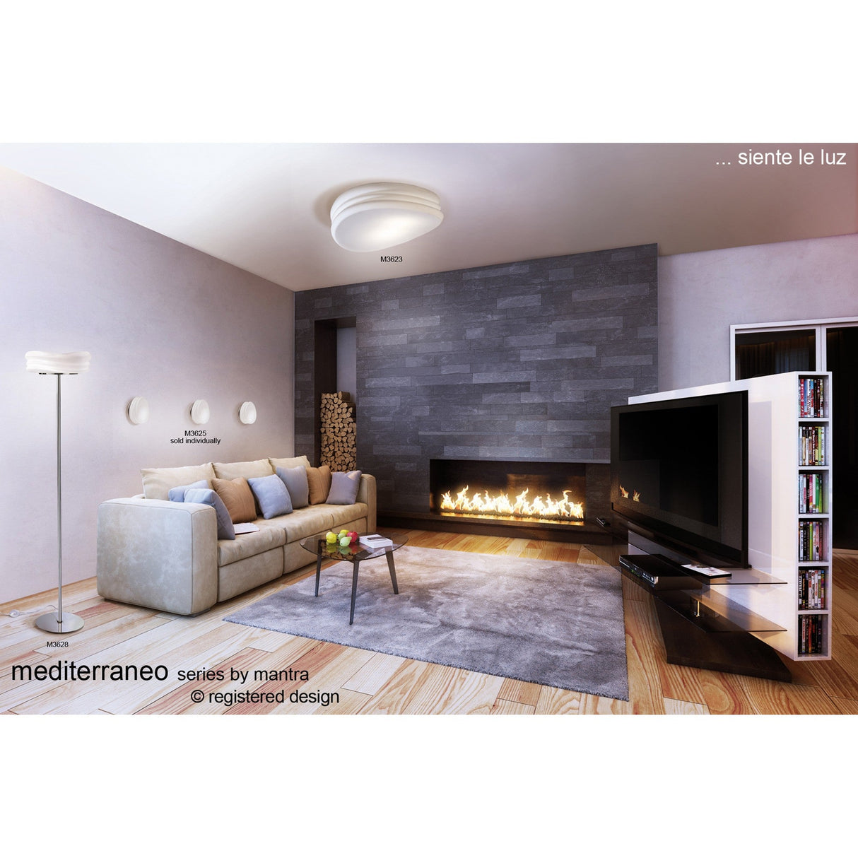 Mediterraneo 2 Light Glass Wall/Flush Ceiling Light - White