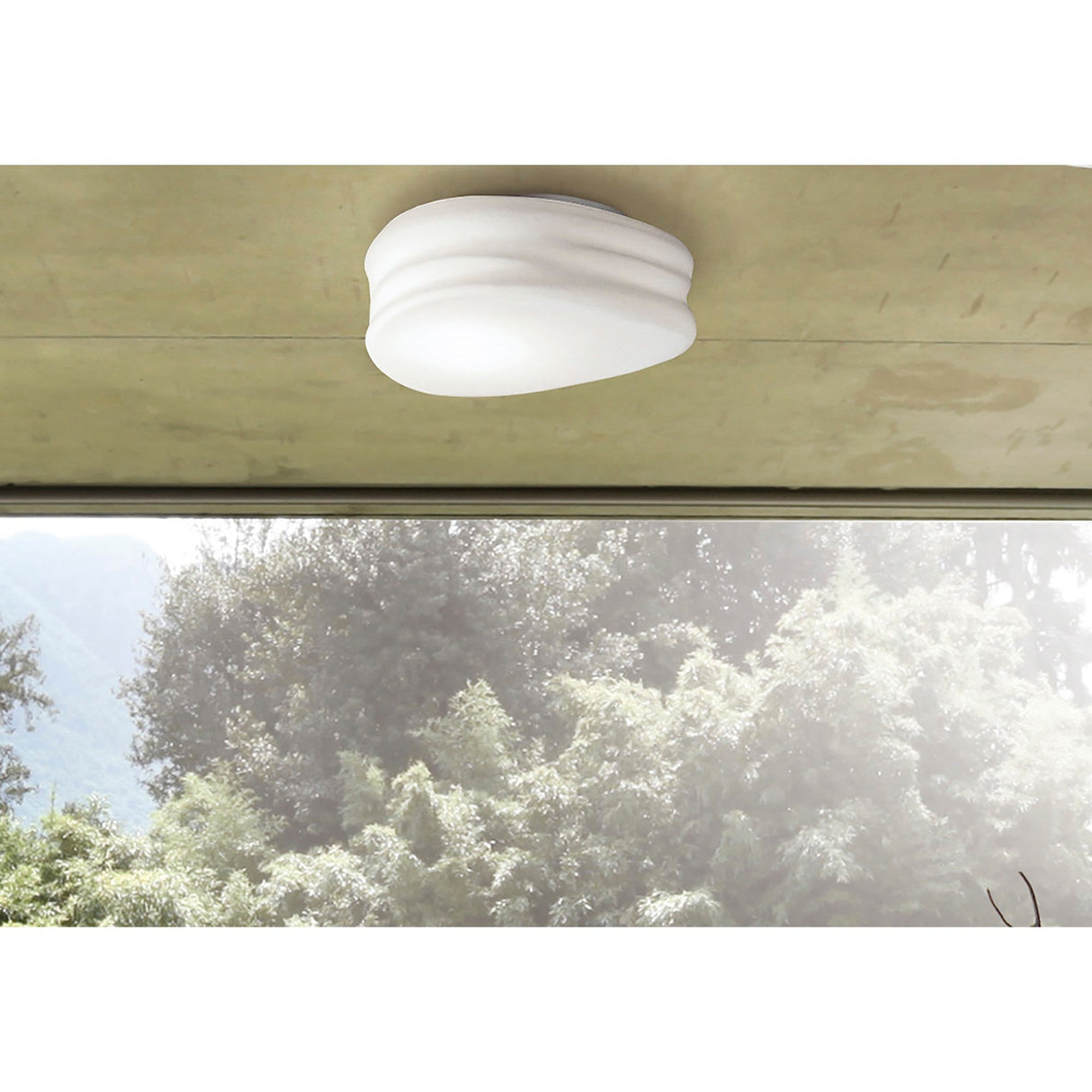 Mediterraneo 2 Light Glass Wall/Flush Ceiling Light - White