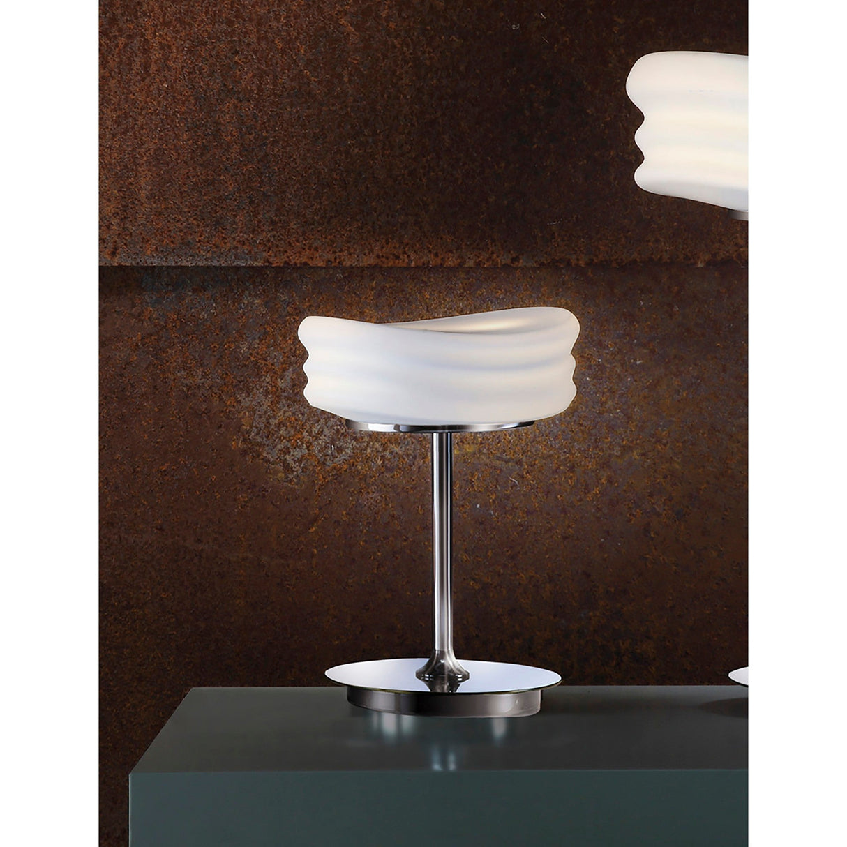 Mediterraneo Small 2 Light Frosted Glass Table Lamp - Chrome