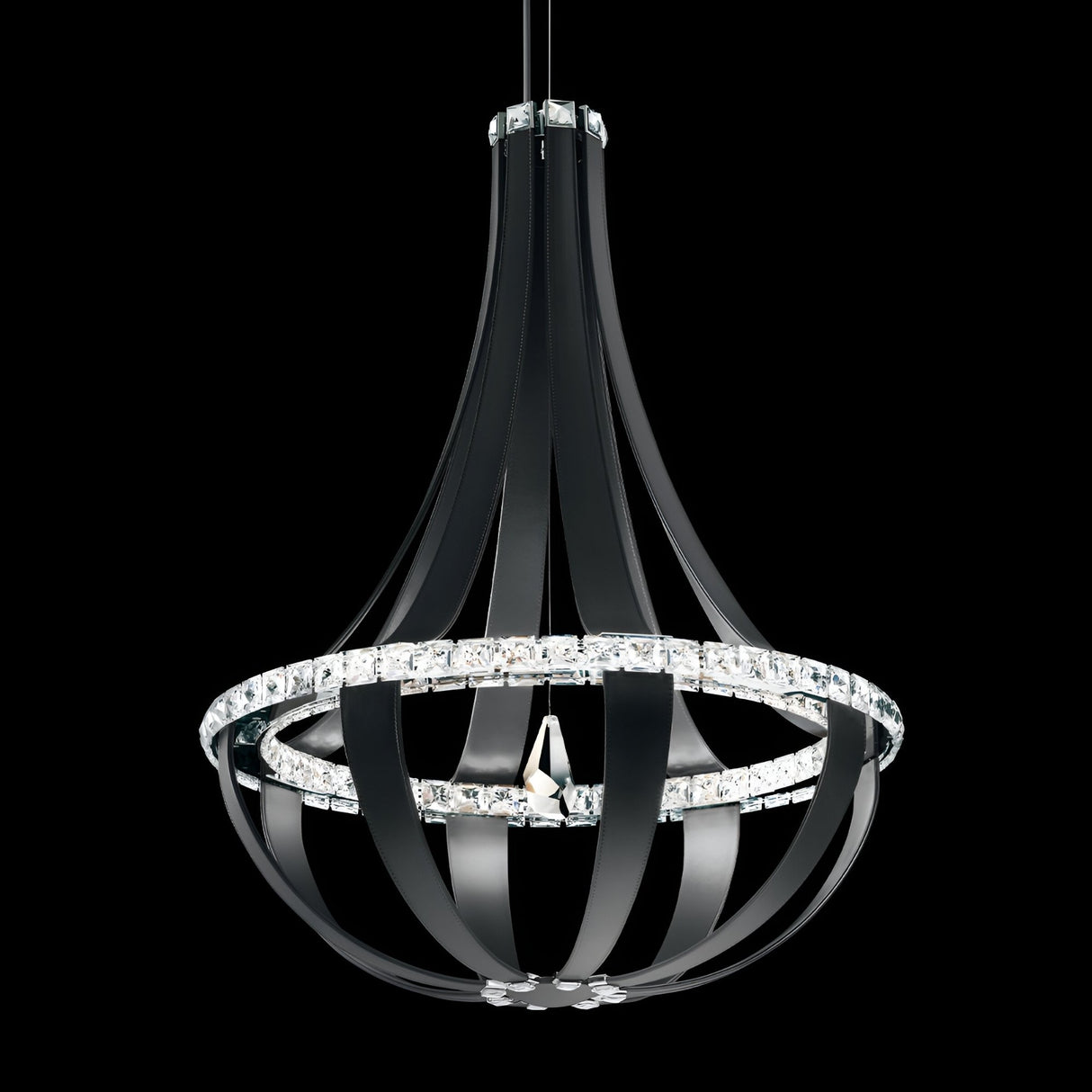 Tessaro LED K9 Crystal & Leather Medium Chandelier - Black