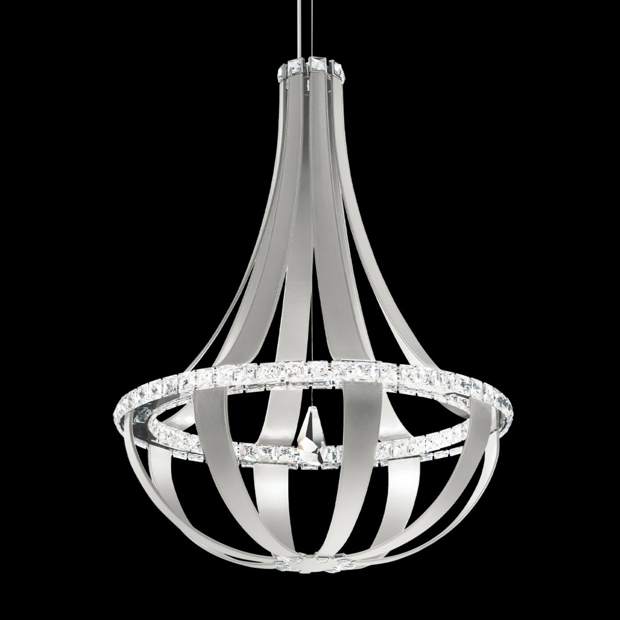 Tessaro LED K9 Crystal & Leather Medium Chandelier - Grey