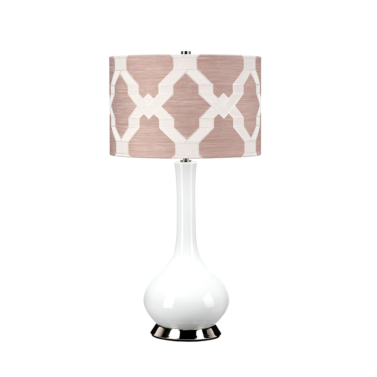 Milo 1 Light Table Lamp - Polished Nickel, White, Pink