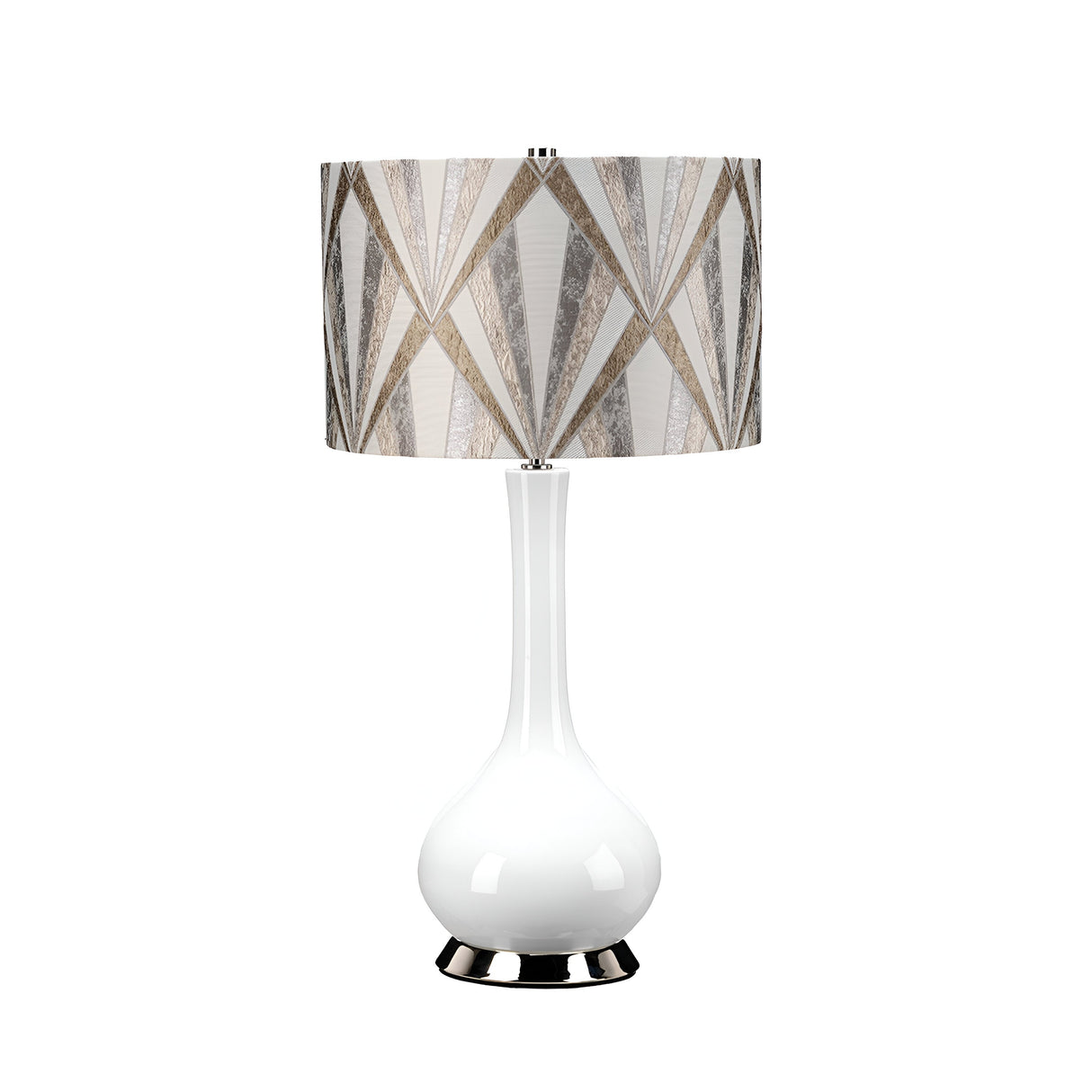 Milo 1 Light Table Lamp - Polished Nickel, White, Silver