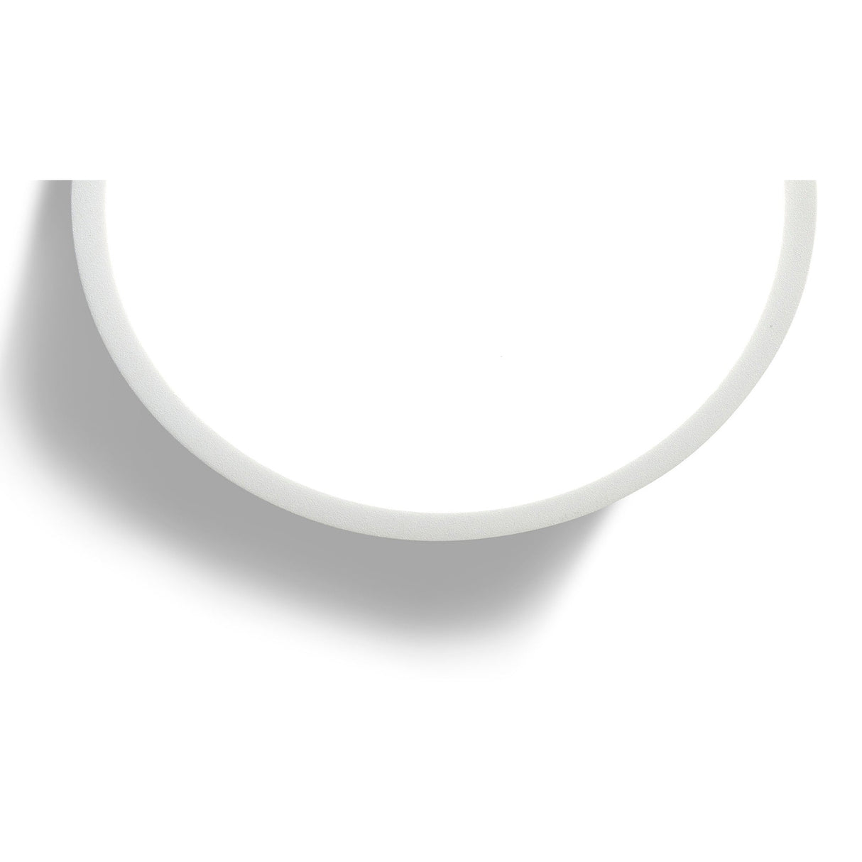 Close-up of the Mantra Mini Round outdoor wall light showing the silver aluminium frame edge and opal white diffuser against a plain white background.