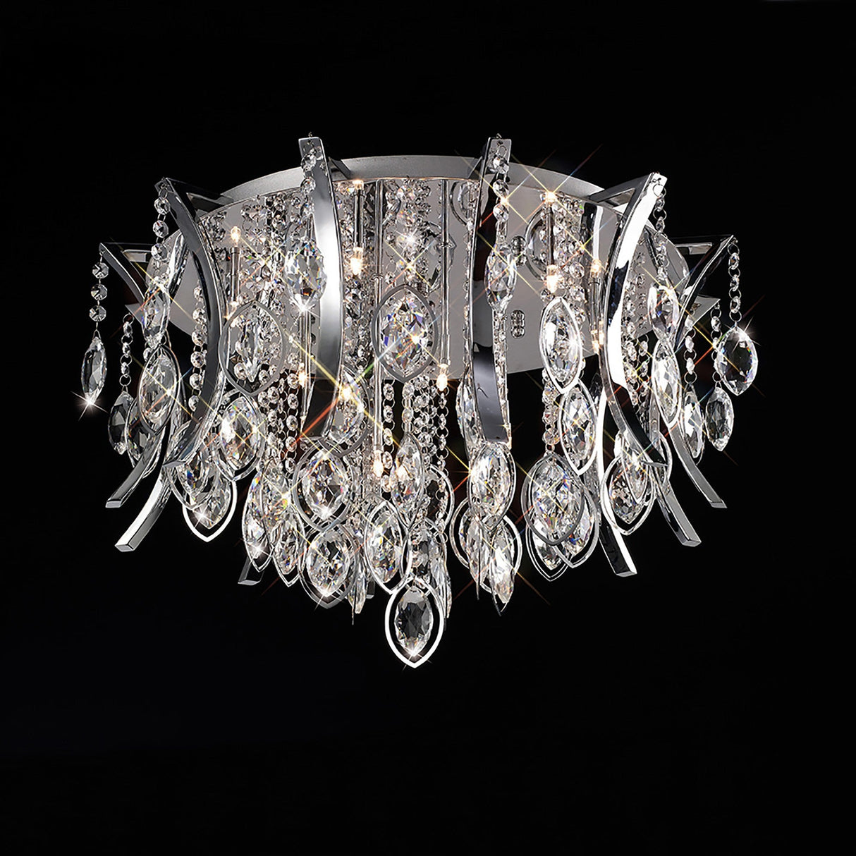 Mios 12 Light Crystal Flush Ceiling Light - Polished Chrome