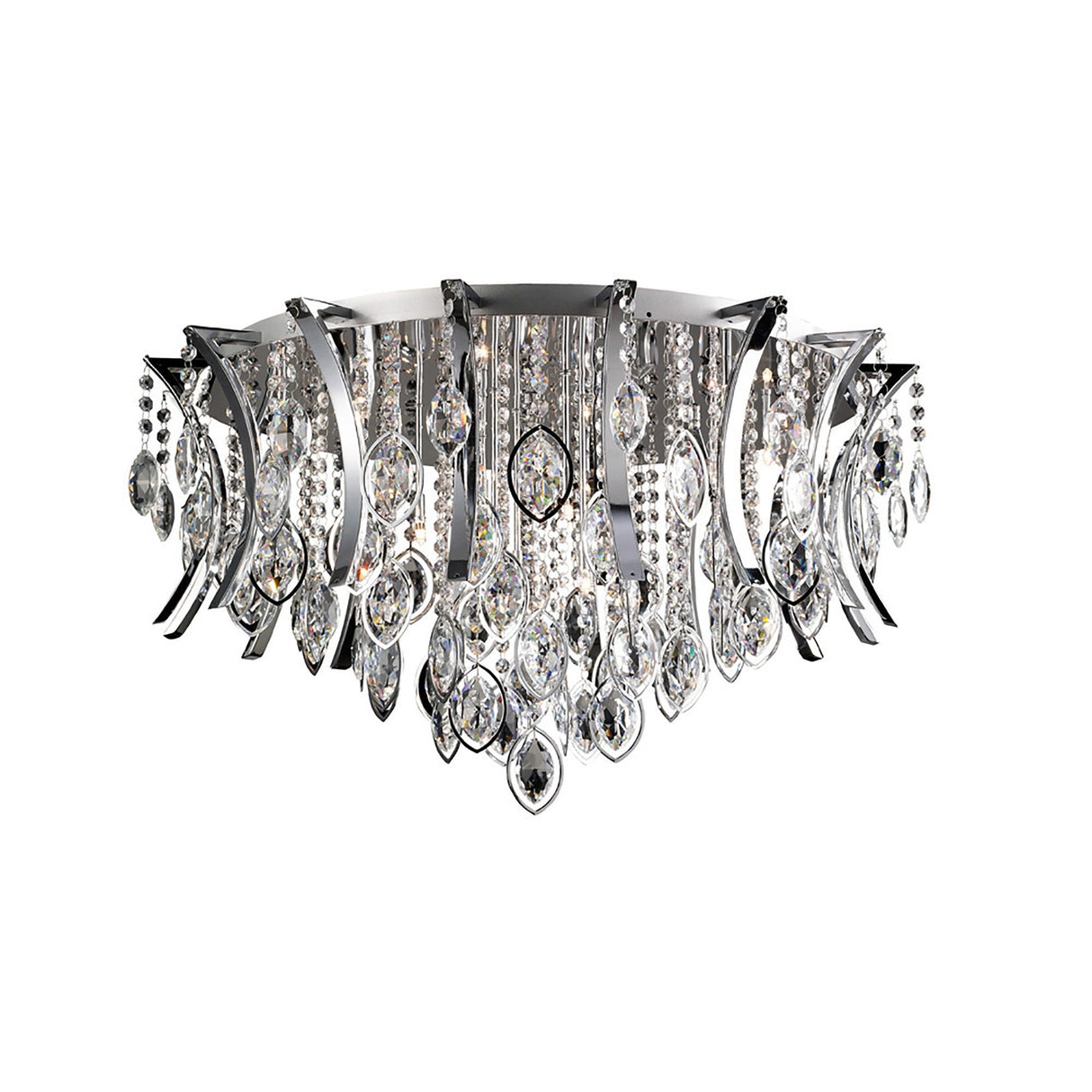 Mios 15 Light Crystal Flush Ceiling Light - Polished Chrome