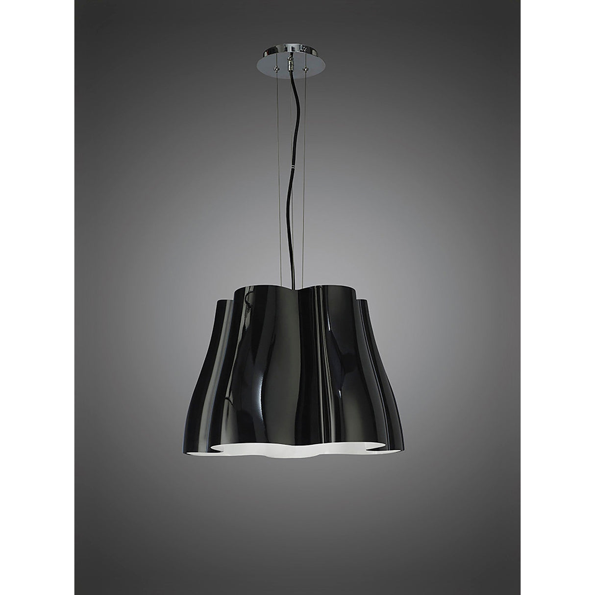 Miss 3 Light Pendant Light – Gloss Black & Polished Chrome