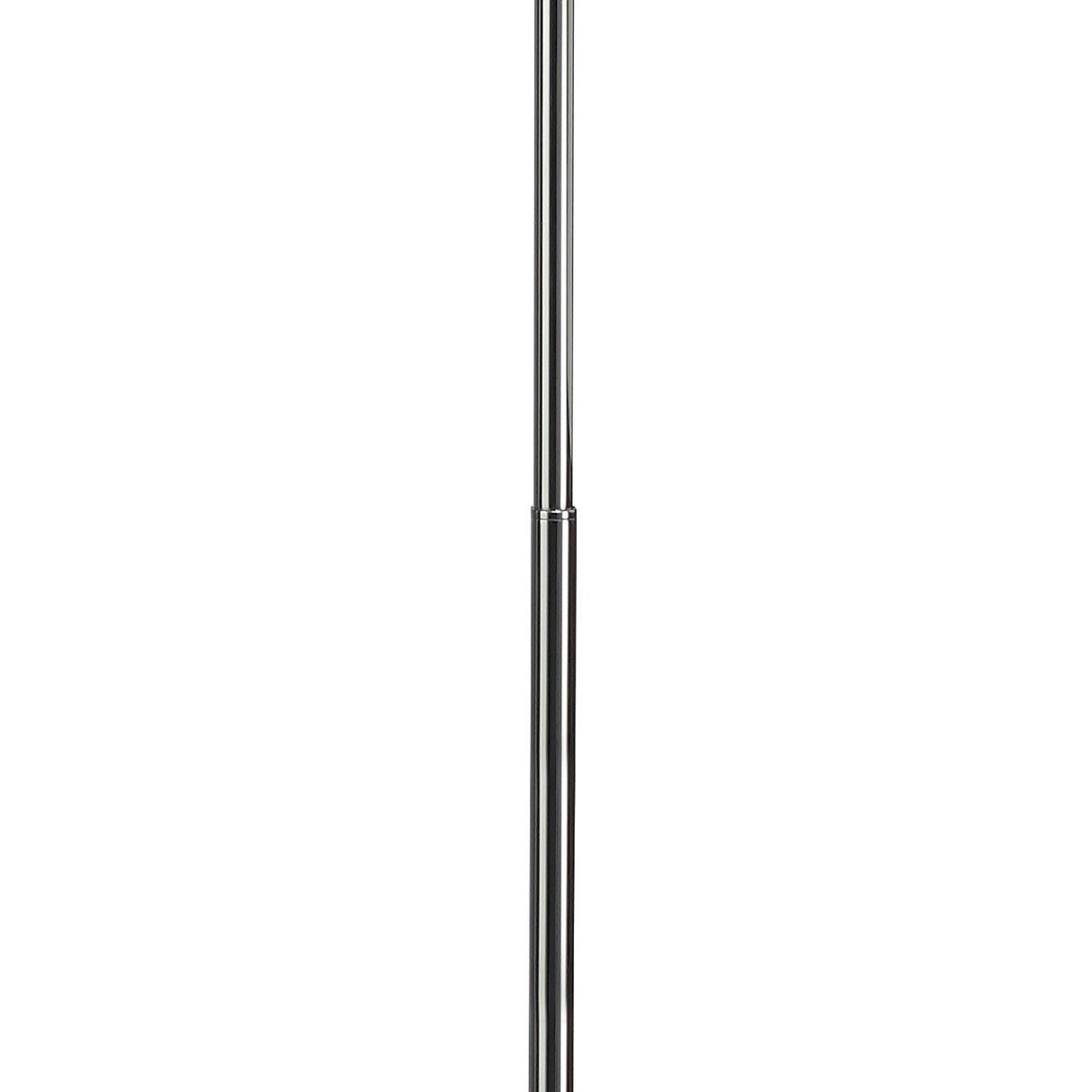 The Miss 3 Light Floor Lamp in gloss white and polished chrome features a sleek telescopic pole, ideal for modern lighting setups, displayed against a plain white background.