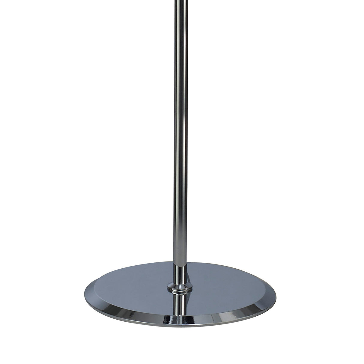 A close-up of the Miss 3 Light Floor Lamp in gloss black and polished chrome, featuring a metallic pole and round reflective base, set against a white background.