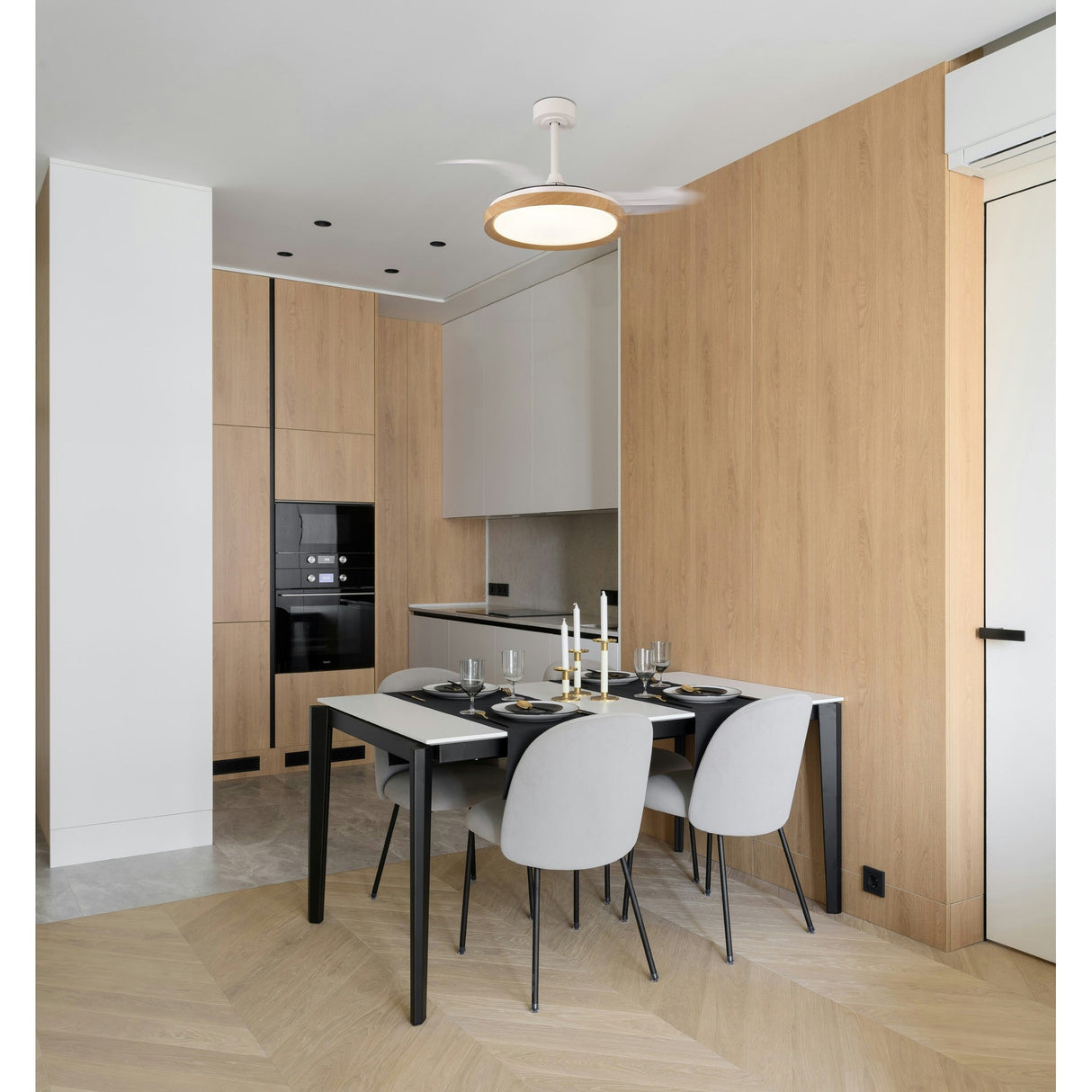 Mistral Mini CCT Dimmable LED Ceiling Fan Light With Remote Control - Brown