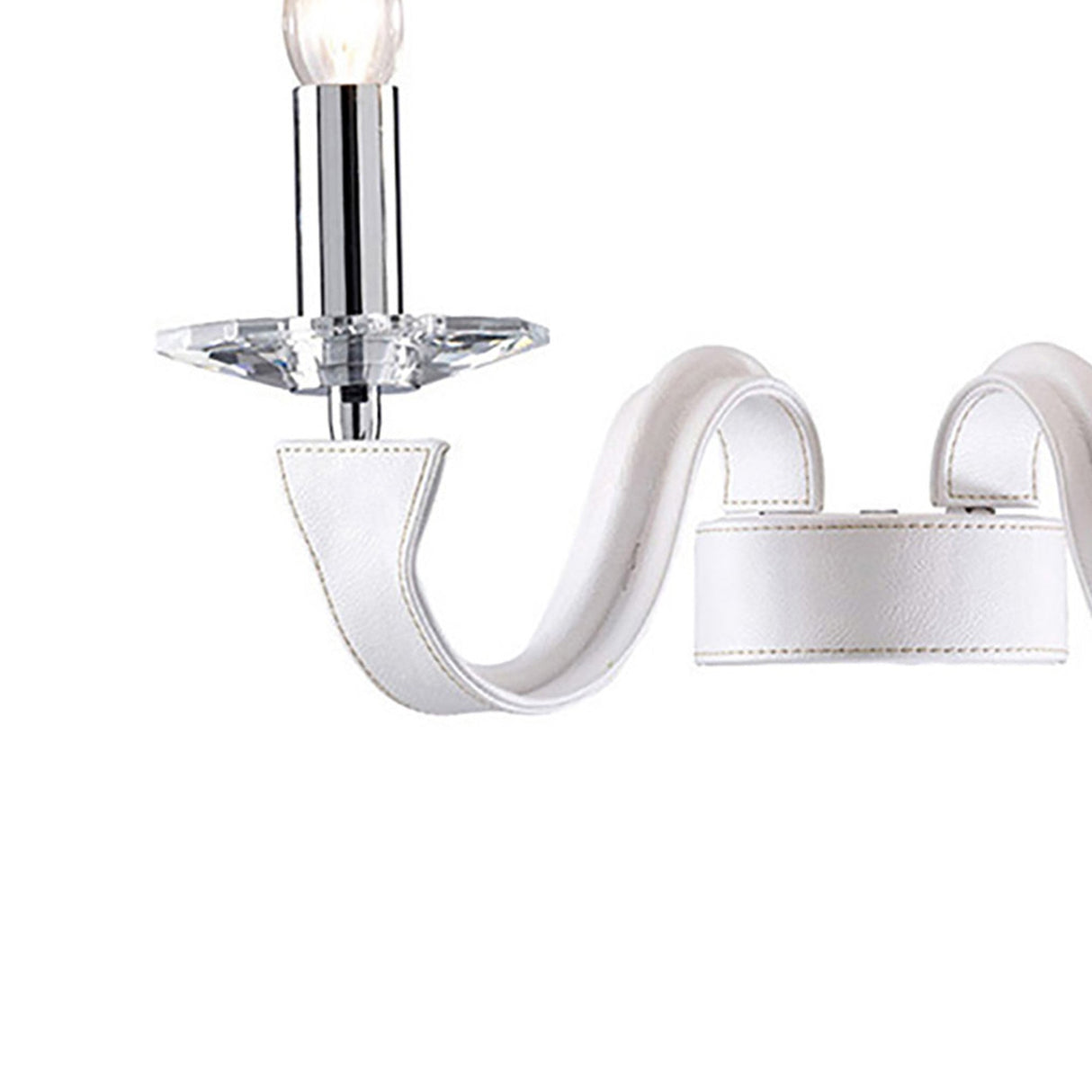 Nardini 2 Light Crystal Wall Light - Chrome With White Leather