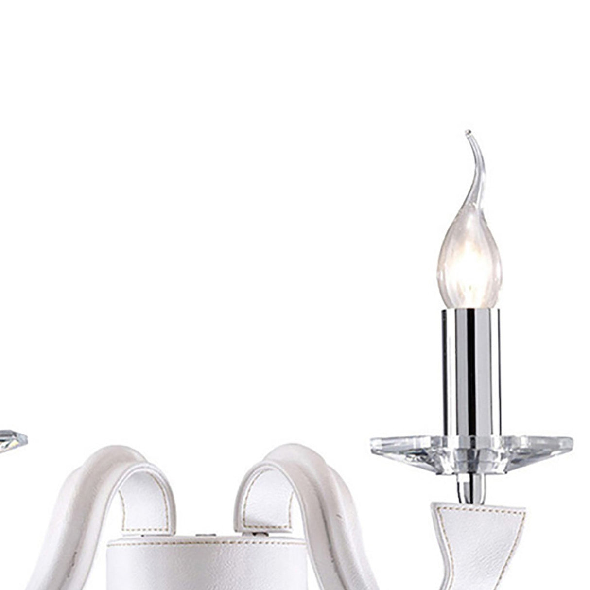 Nardini 2 Light Crystal Wall Light - Chrome With White Leather