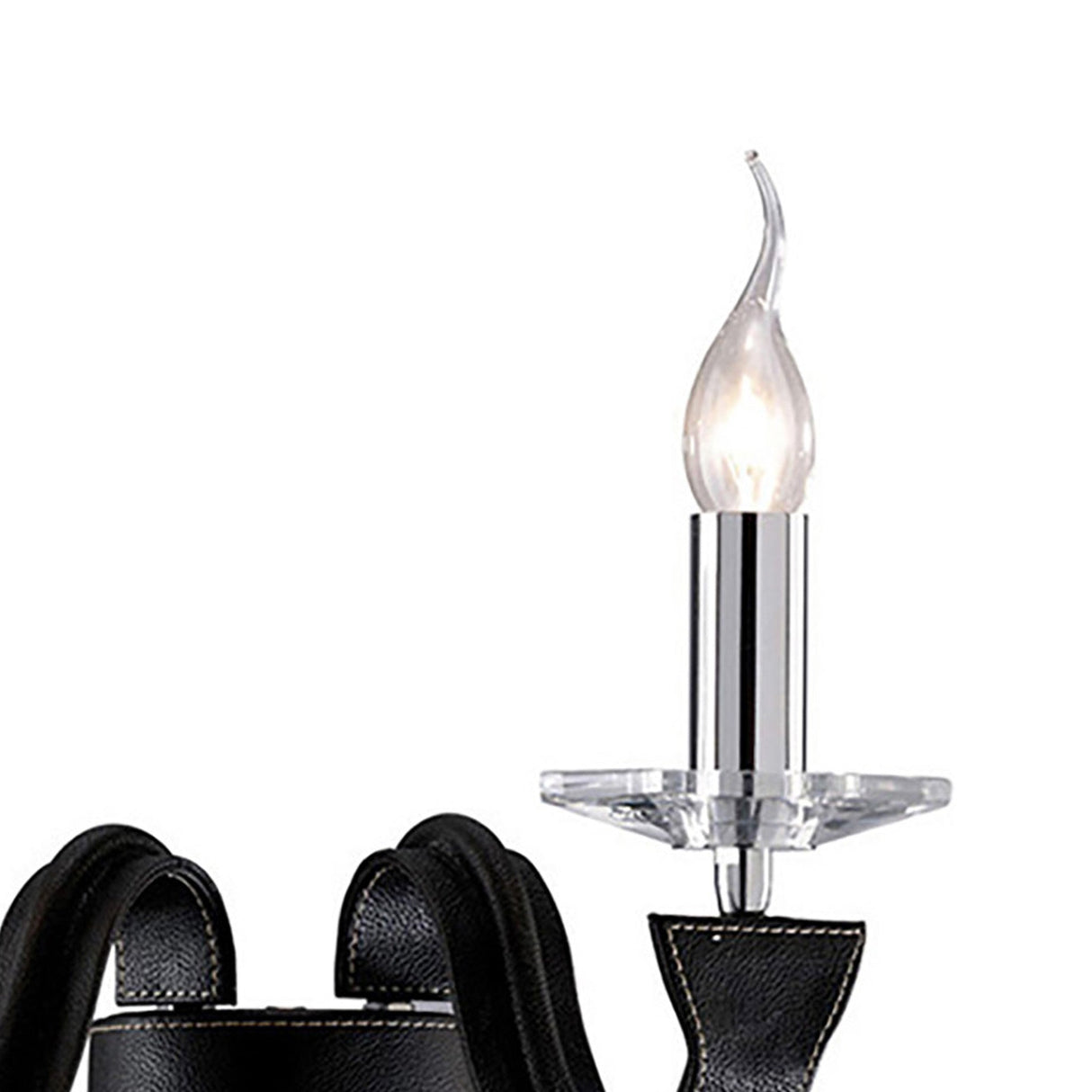 Nardini 2 Light Crystal Wall Light - Chrome With Black Leather