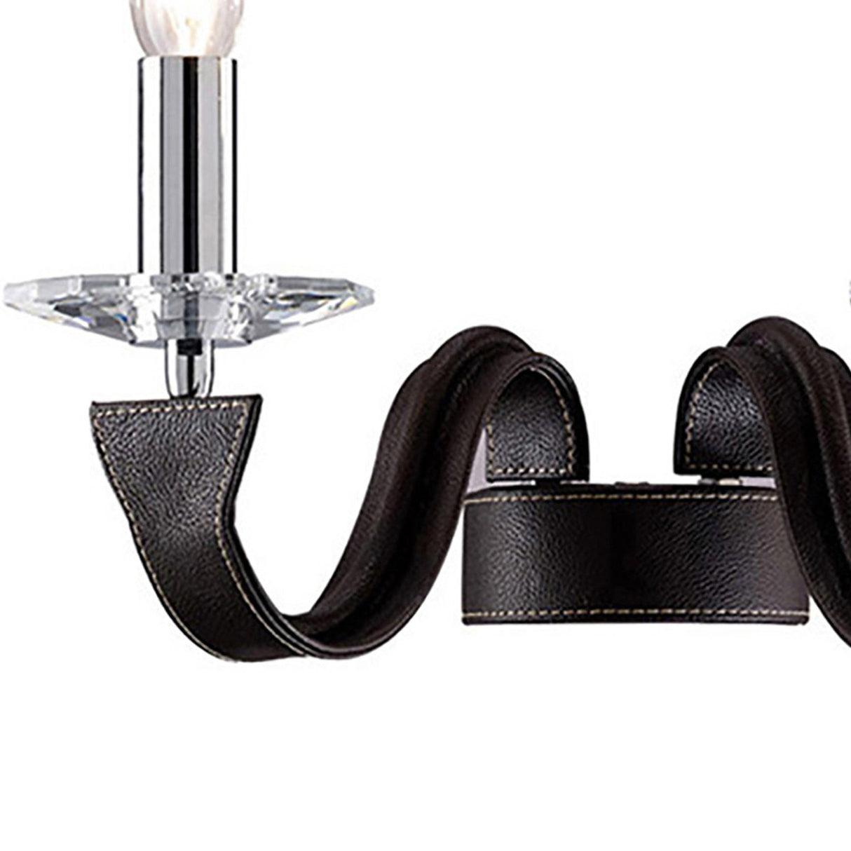 Nardini 2 Light Crystal Wall Light - Chrome With Brown Leather