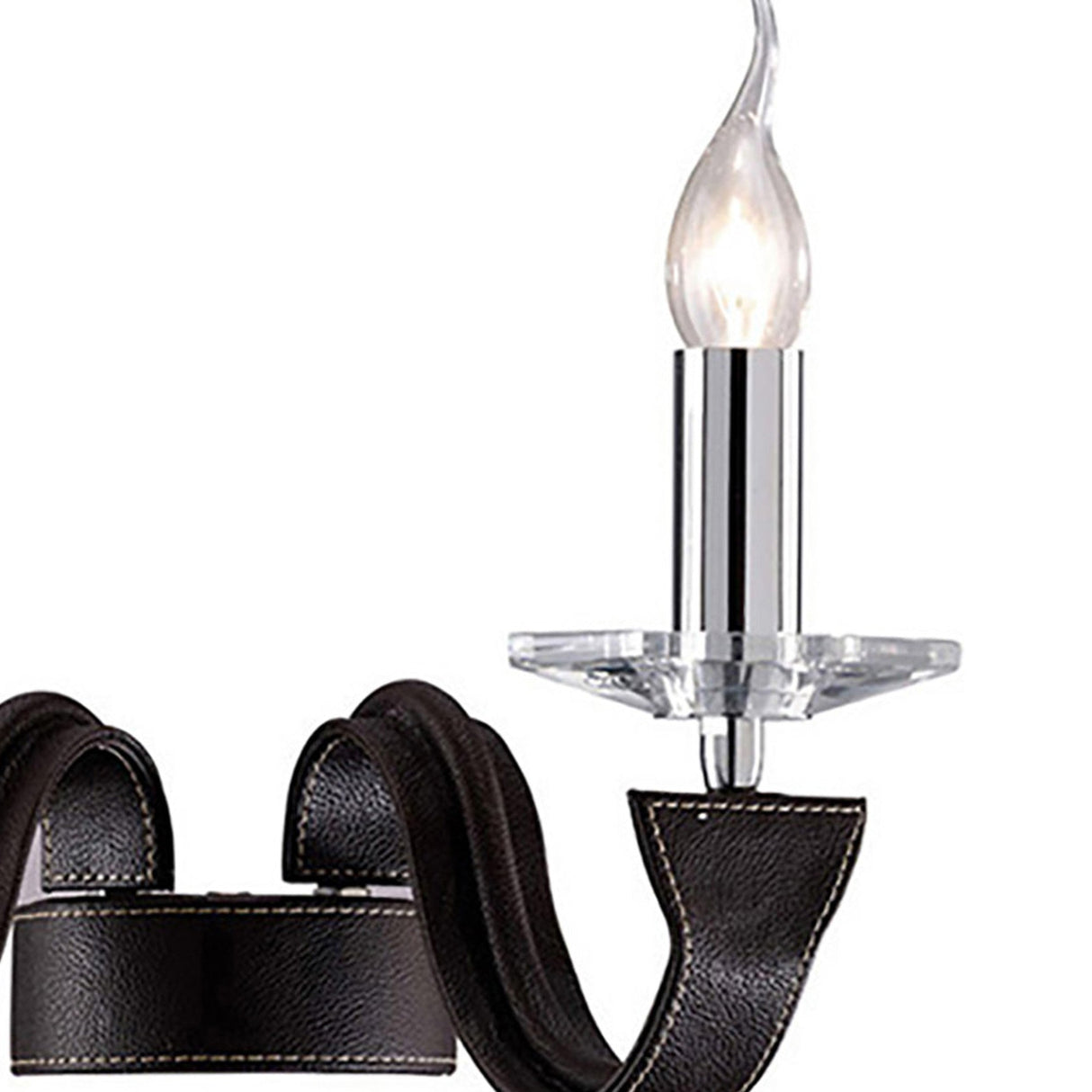 Nardini 2 Light Crystal Wall Light - Chrome With Brown Leather