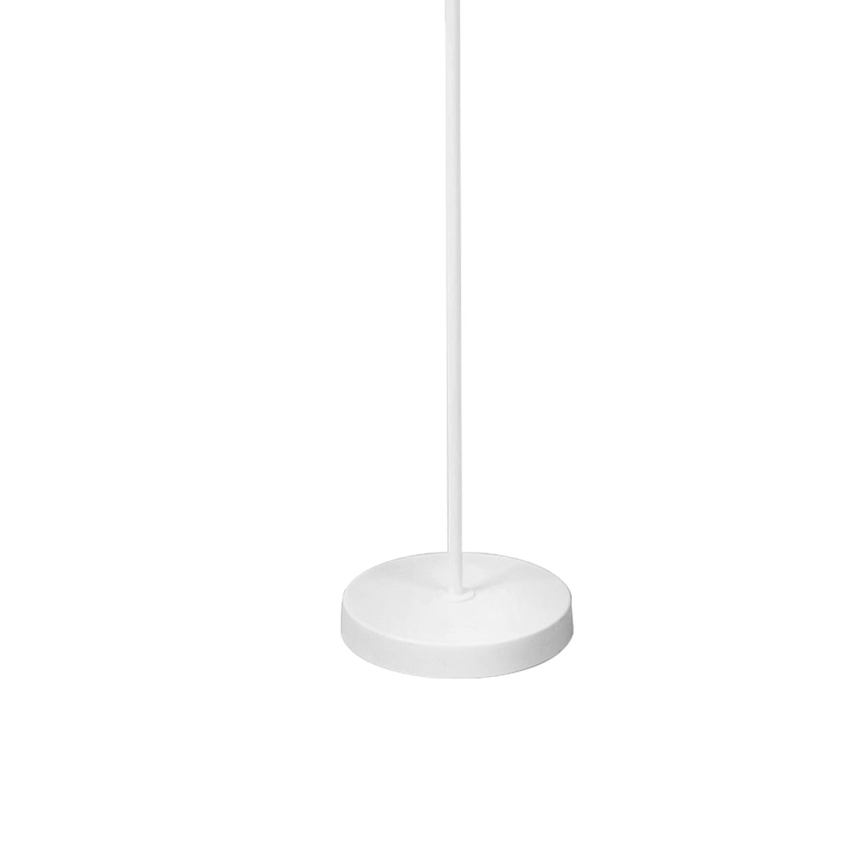 The Nassau Dimmable LED Floor Lamp 30W 3000K - White features a sleek circular base and slender pole, adding timeless elegance and modern style to any space.
