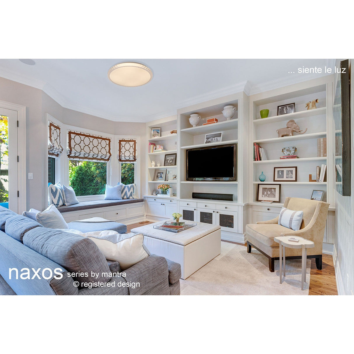 Naxos CCT Dimmable LED Flush Ceiling Light With Remote Control - White