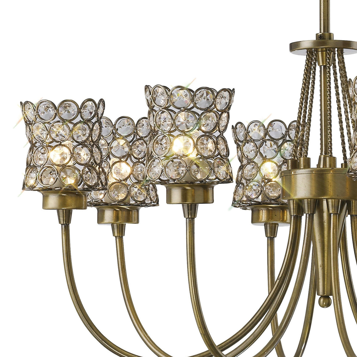 Nelson 56cm 8 Light Crystal Chandelier - Antique Brass