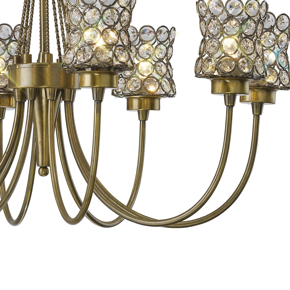 Nelson 56cm 8 Light Crystal Chandelier - Antique Brass