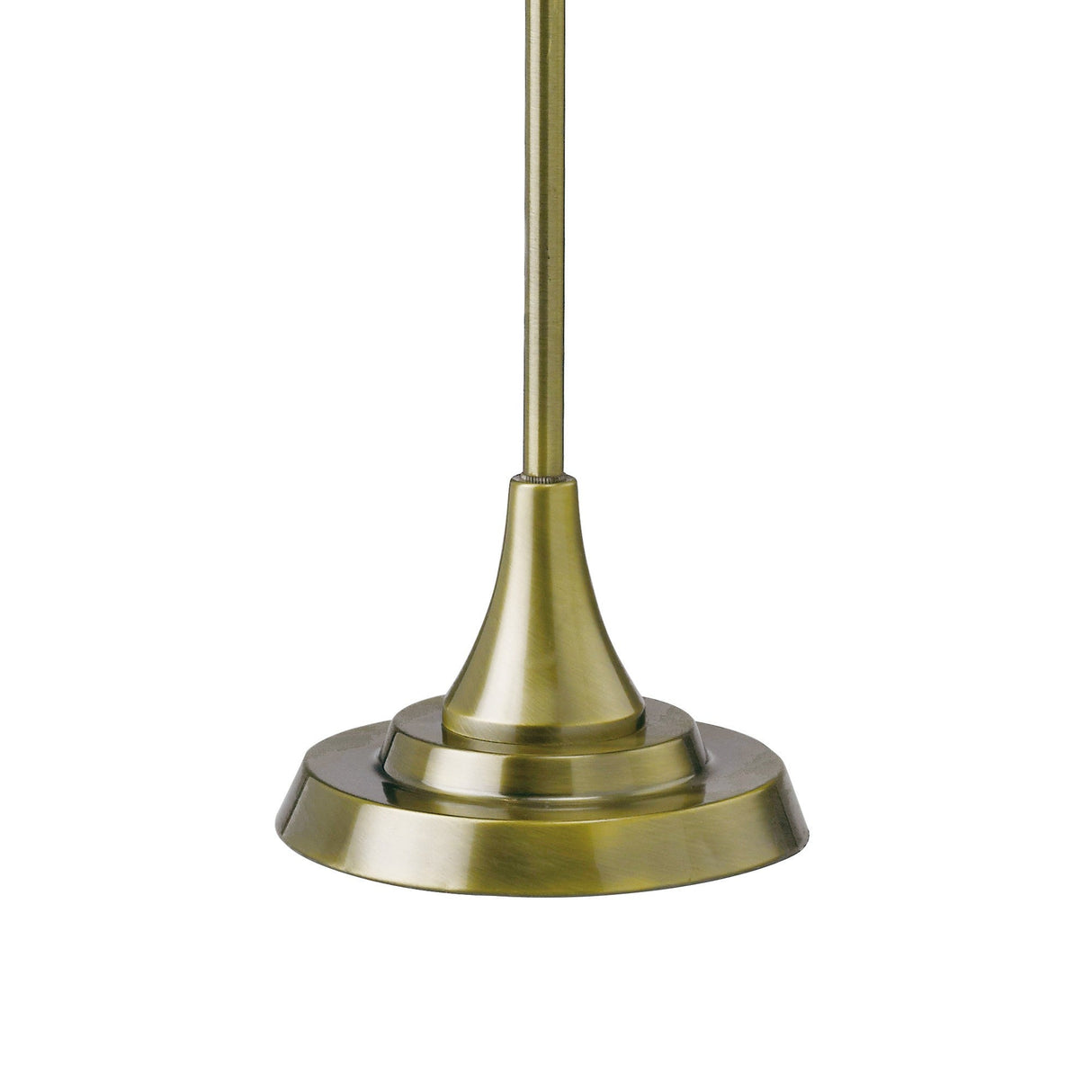The Nelson 2 Light Crystal Table Lamp in antique brass features a brass-colored round base and slim central pole, adding classic elegance and sophistication to any space.