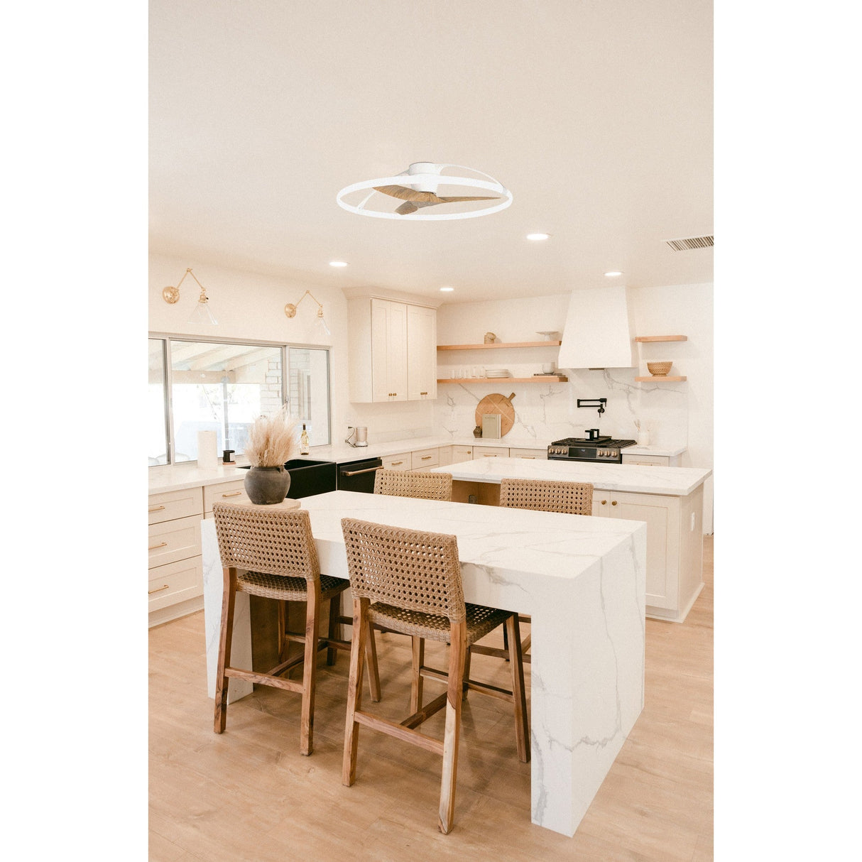 Nepal CCT Dimmable LED Ceiling Retractable Fan Light With Remote, APP & Voice Control - White/Brown