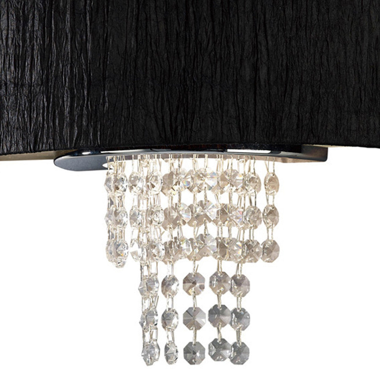 Nerissa 2 Light Crystal Wall Light - Chrome With Black Shade