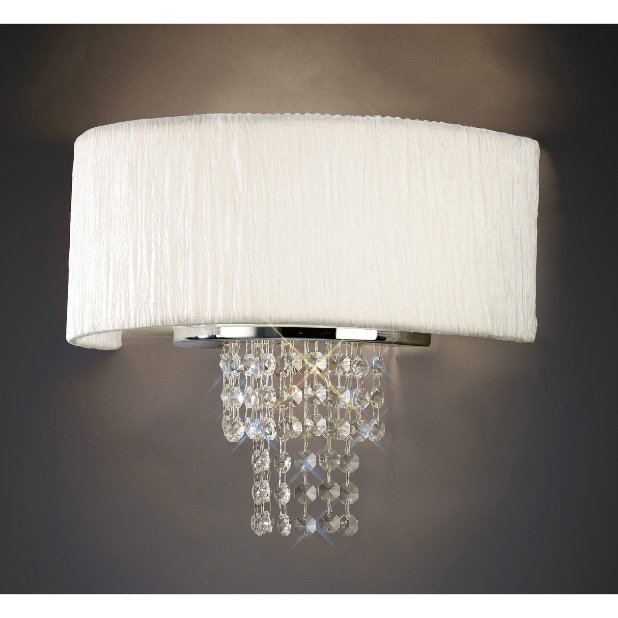 Nerissa 2 Light Crystal Wall Light - Chrome With White Shade