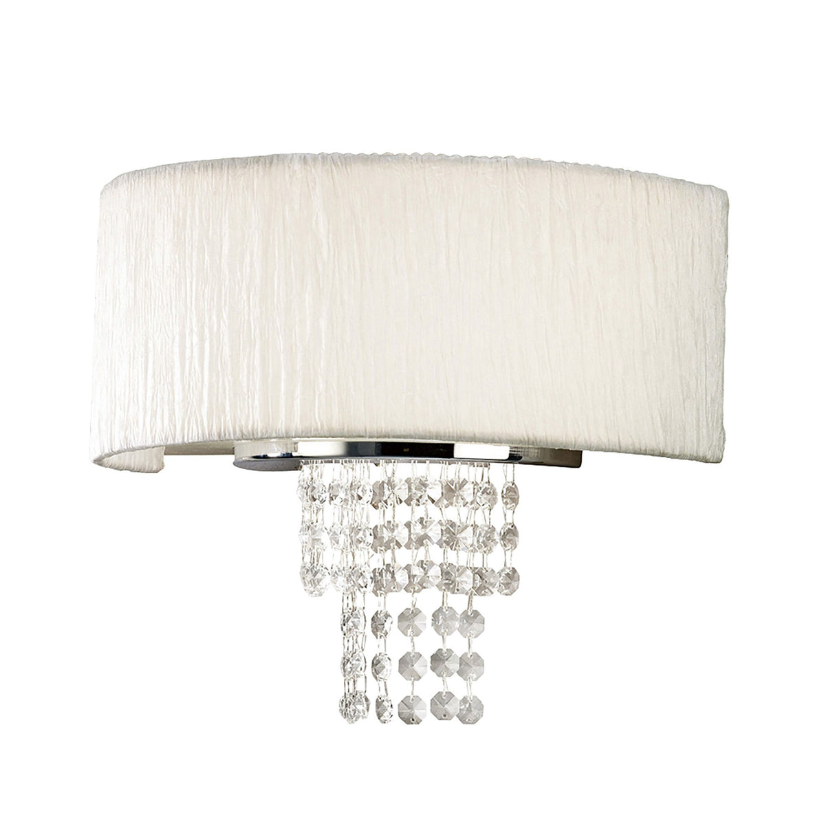 Nerissa 2 Light Crystal Wall Light - Chrome With White Shade