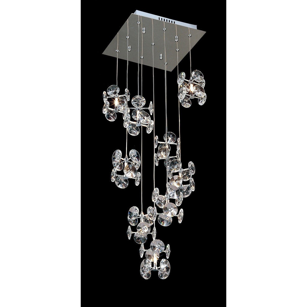 Nico 9 Light Crystal Cluster Pendant Light - Polished Chrome