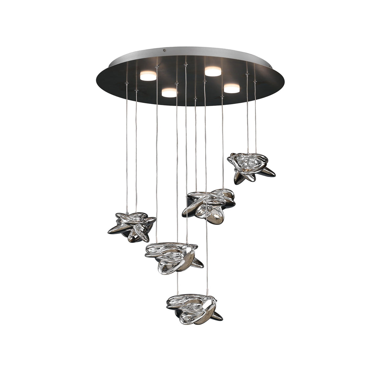 Nido 5 Light LED Cluster Pendant Light 50W 3000K - Polished Chrome
