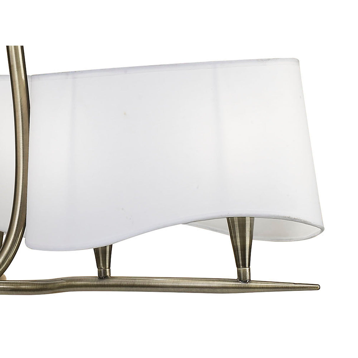 Ninette 80cm 3 Arm 6 Light Chandelier - Brass With White Shades