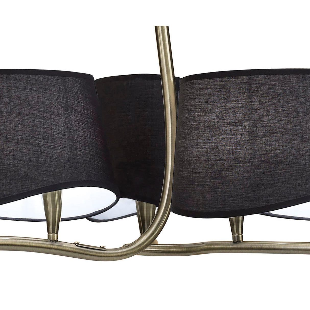 Ninette 80cm 3 Arm 6 Light Chandelier - Brass With Black Shades