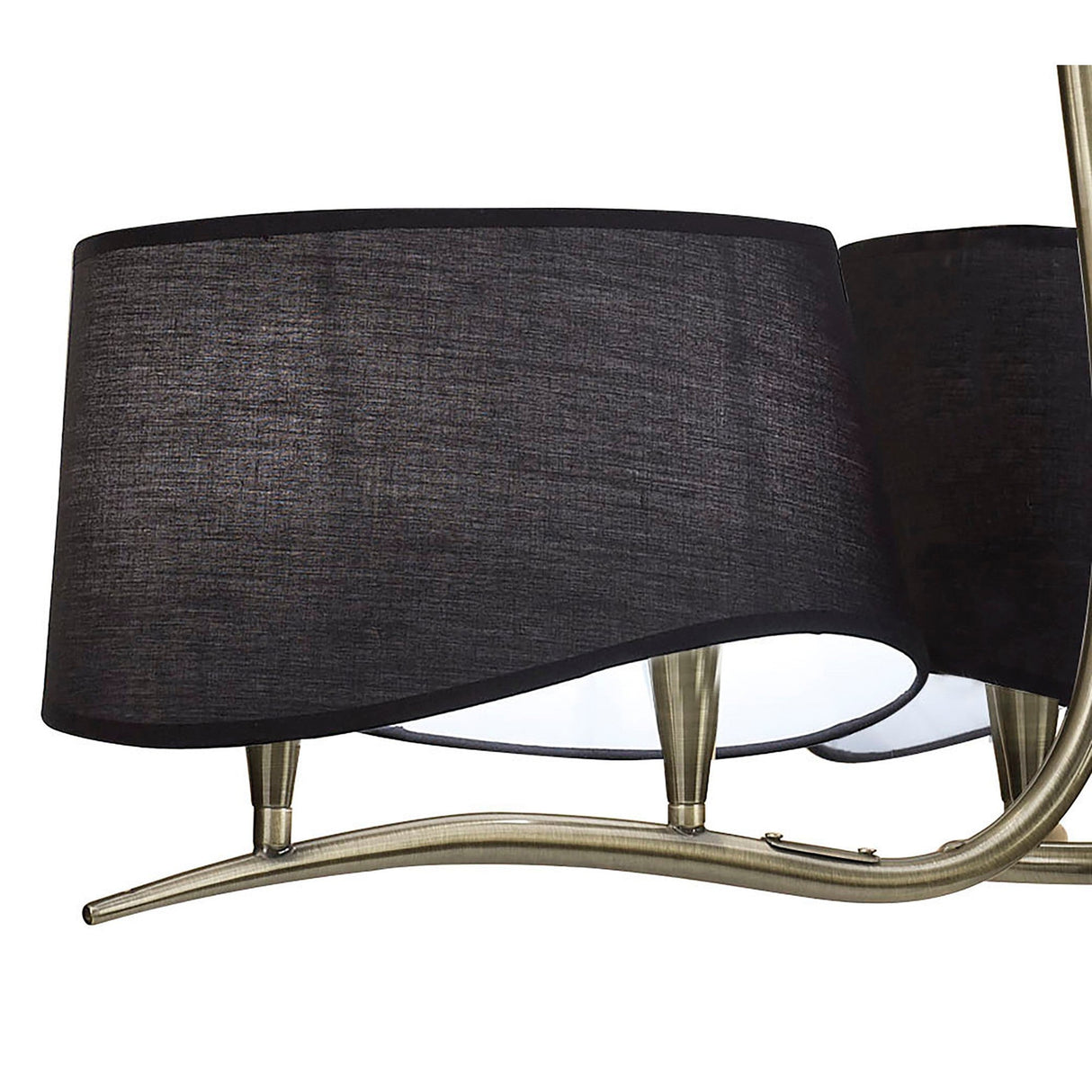 Ninette 80cm 3 Arm 6 Light Chandelier - Brass With Black Shades