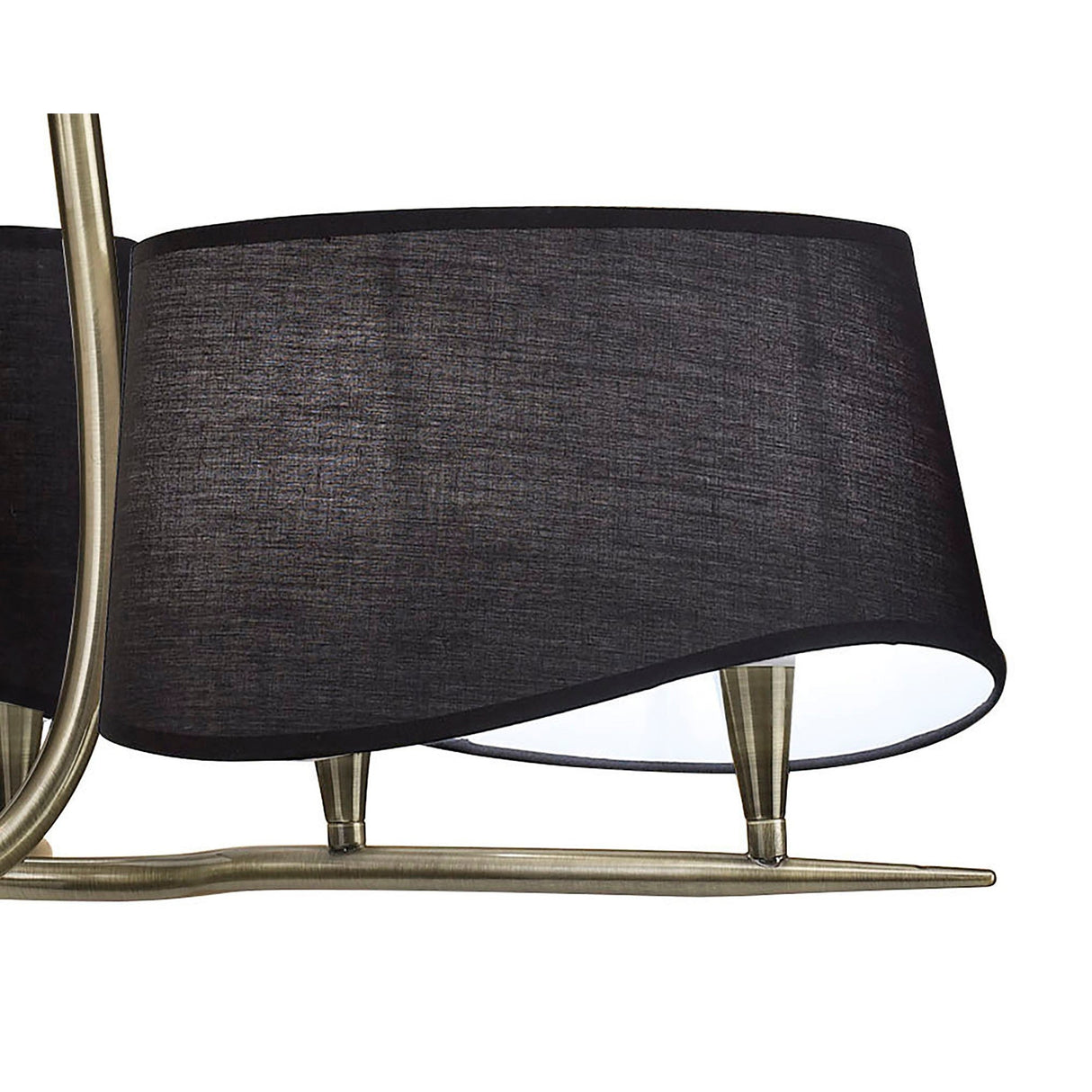 Ninette 80cm 3 Arm 6 Light Chandelier - Brass With Black Shades
