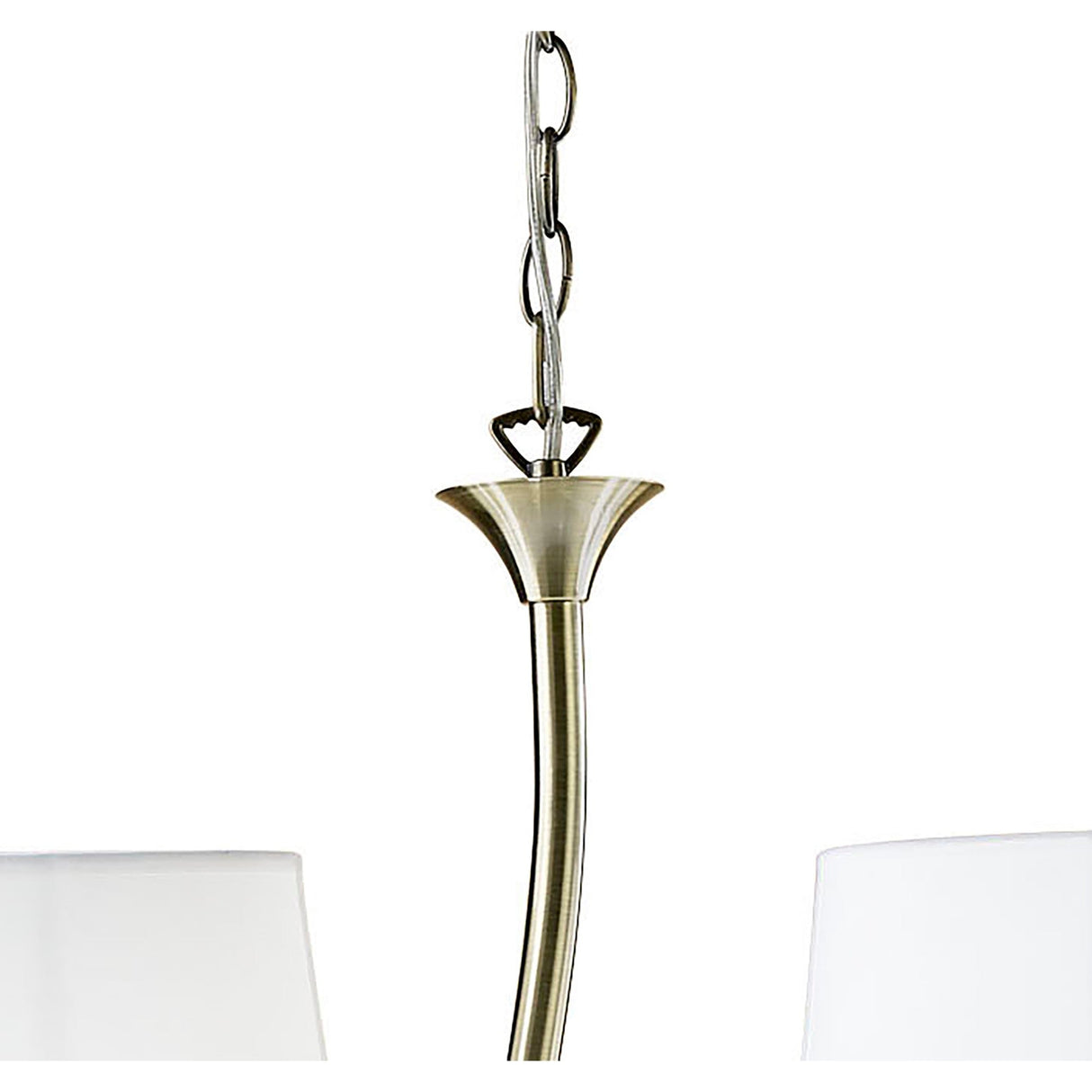 Ninette  2 Arm 4 Light Chandelier - Antique Brass With White Shades