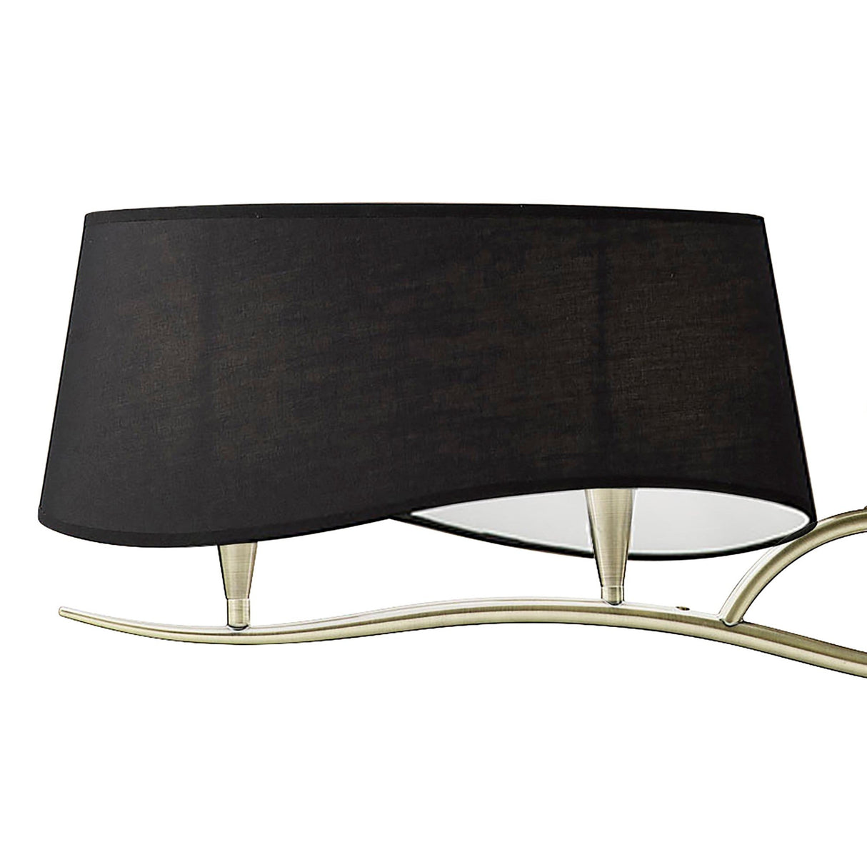 Ninette 2 Arm 4 Light Chandelier - Antique Brass With Black Shades