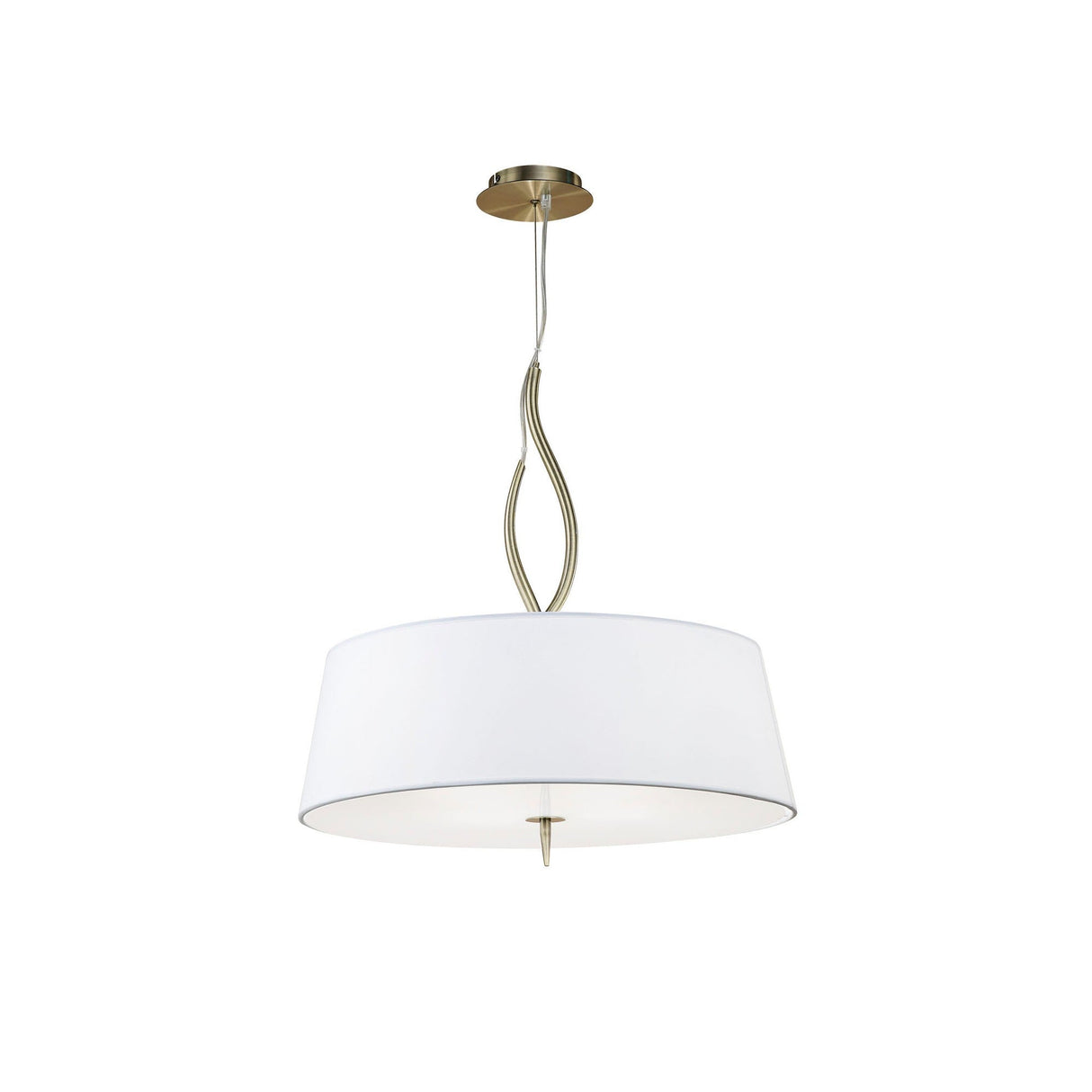 Ninette 4 Light Pendant Light – Antique Brass With White Shades