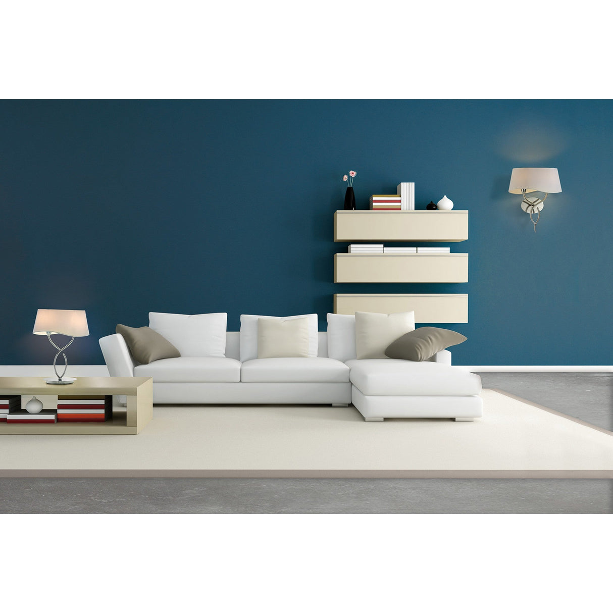 Ninette Large 2 Light Table Lamp - Brass With White Shade