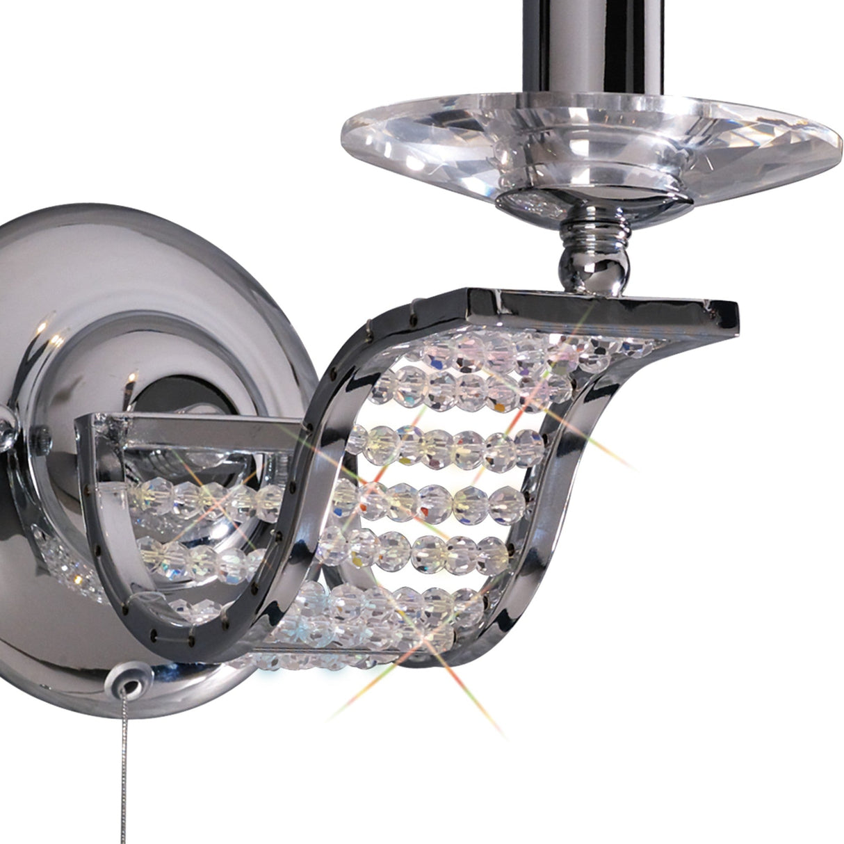 Niobe 1 Light Crystal Wall Light With Switch - Chrome