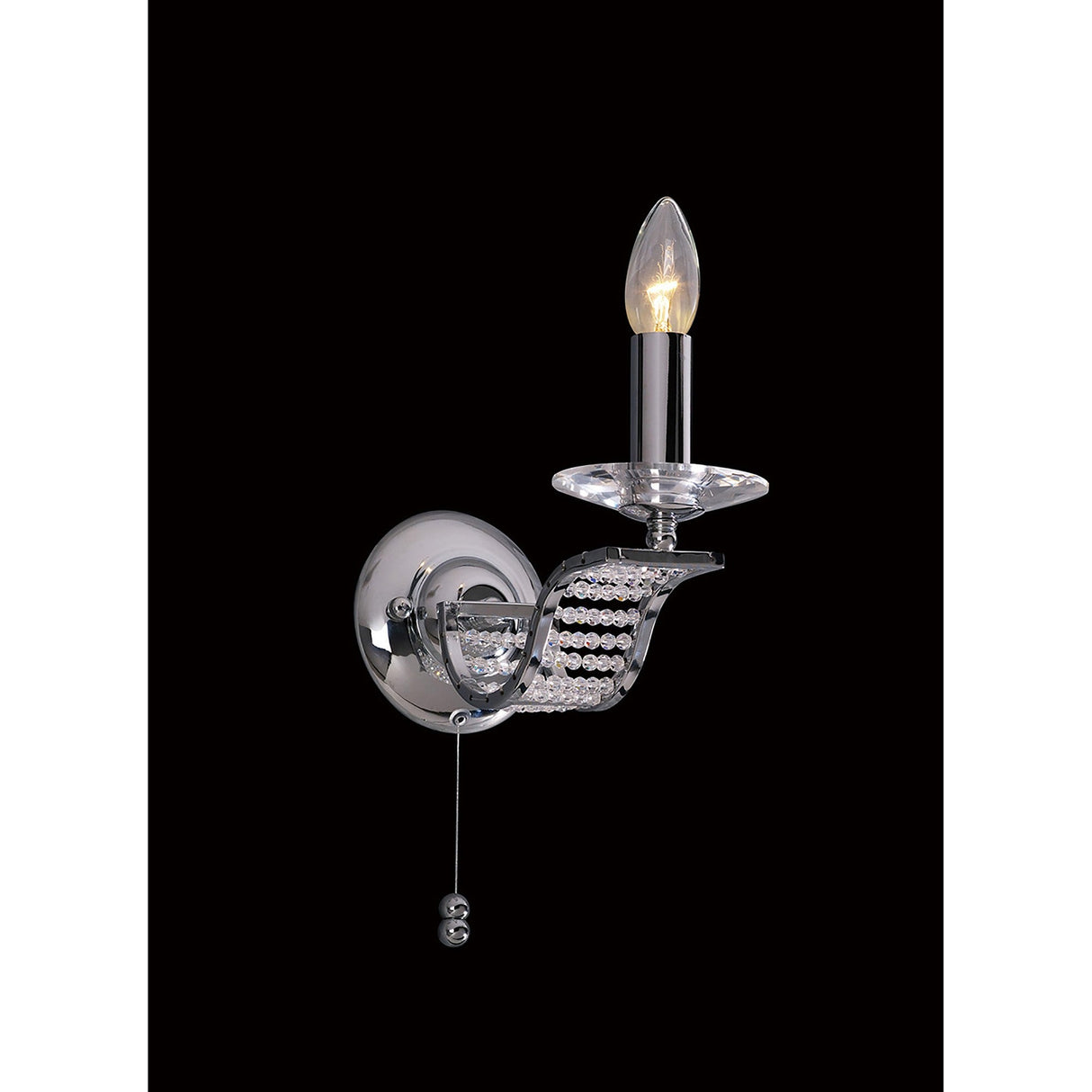 Niobe 1 Light Crystal Wall Light With Switch - Chrome