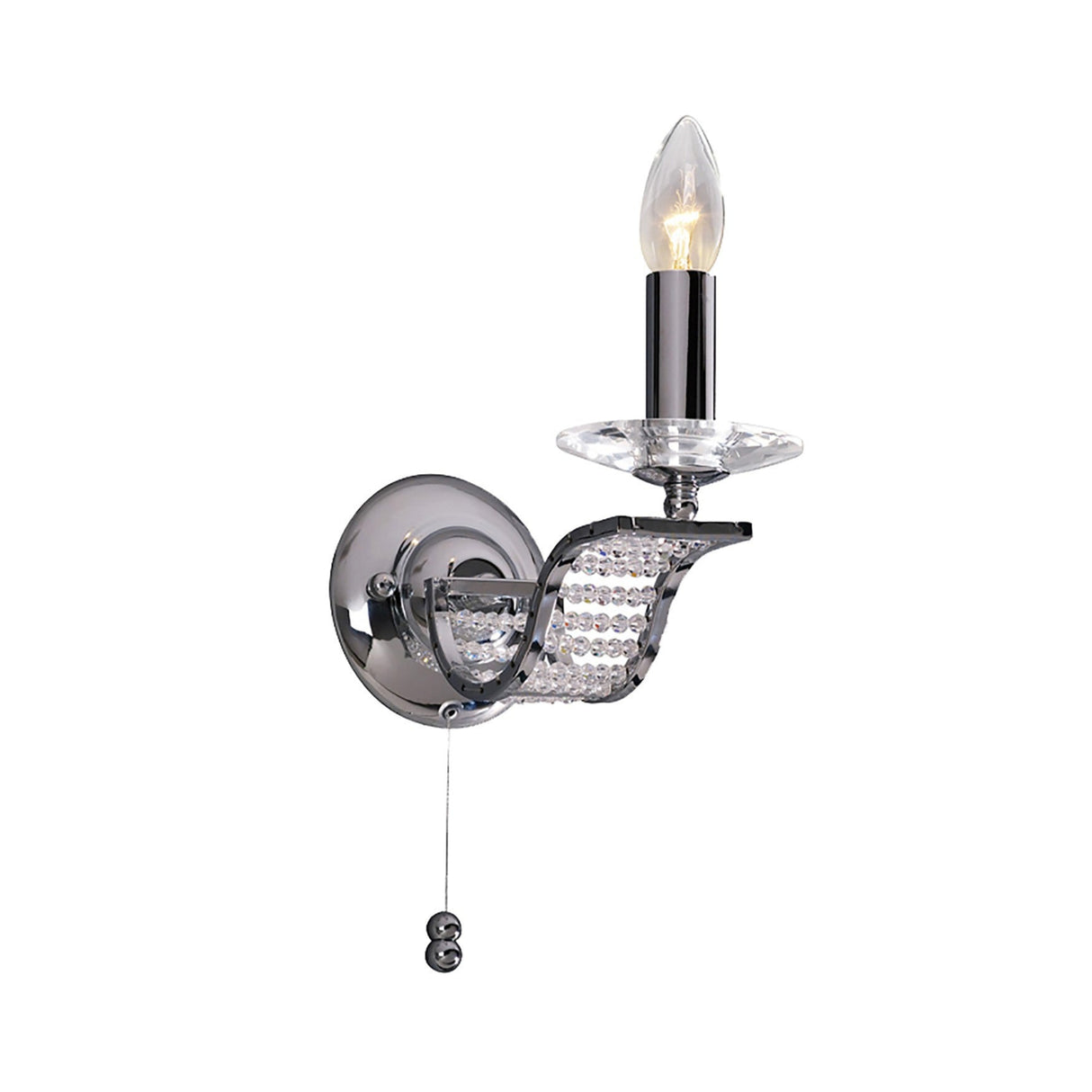 Niobe 1 Light Crystal Wall Light With Switch - Chrome