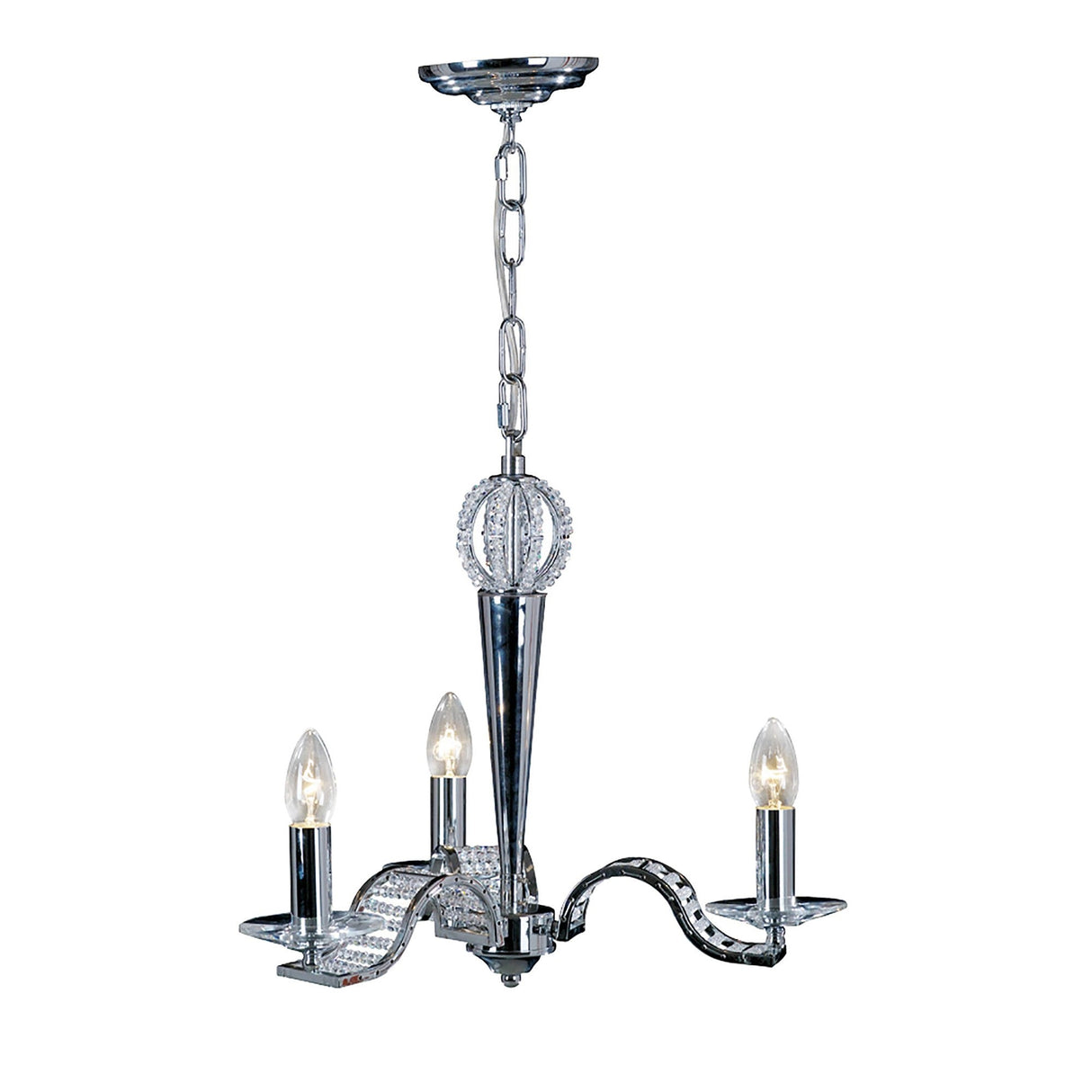 Niobe 53cm 3 Light Crystal Chandelier - Polished Chrome